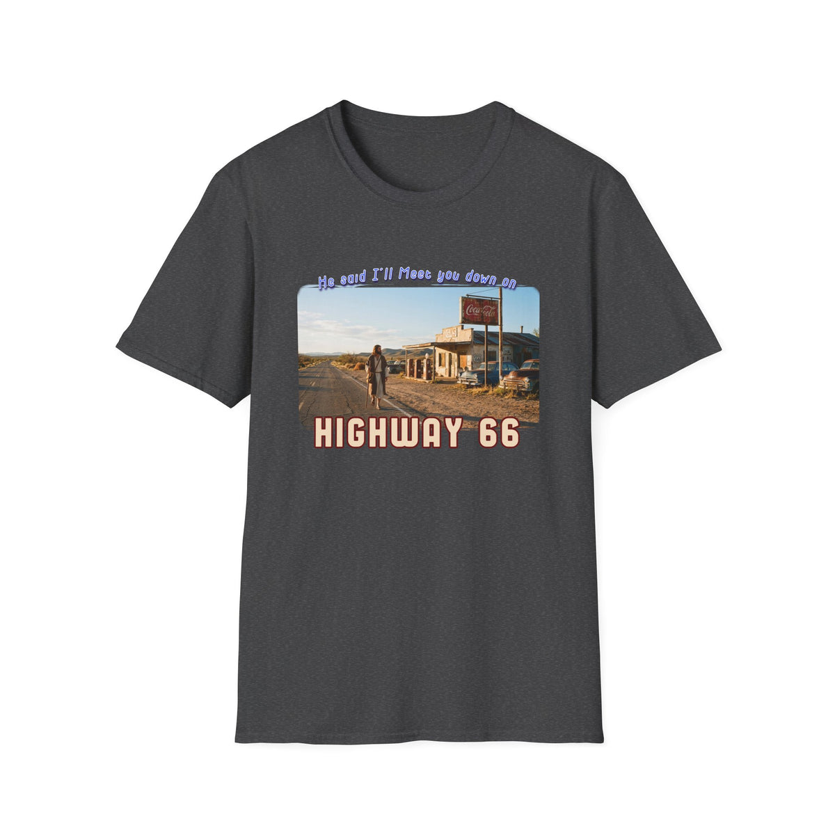 Le Roi sur la Route 66 - Impression d'art sur T-shirt en coton léger