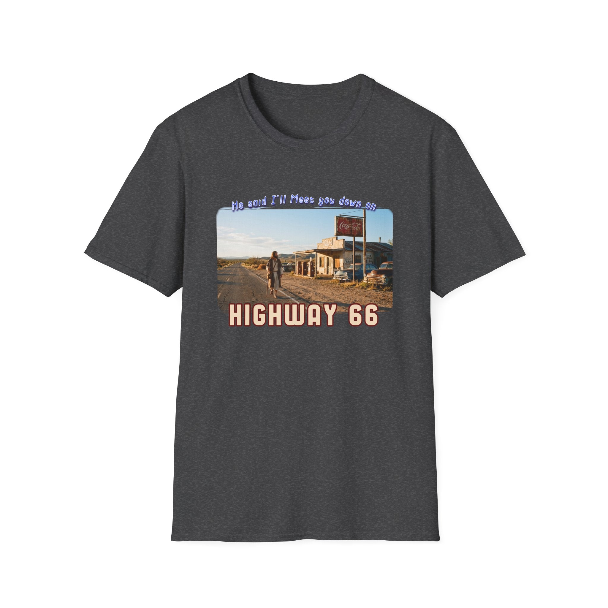 The King on Highway 66 Art print on Lightweight cotton T-Shirt