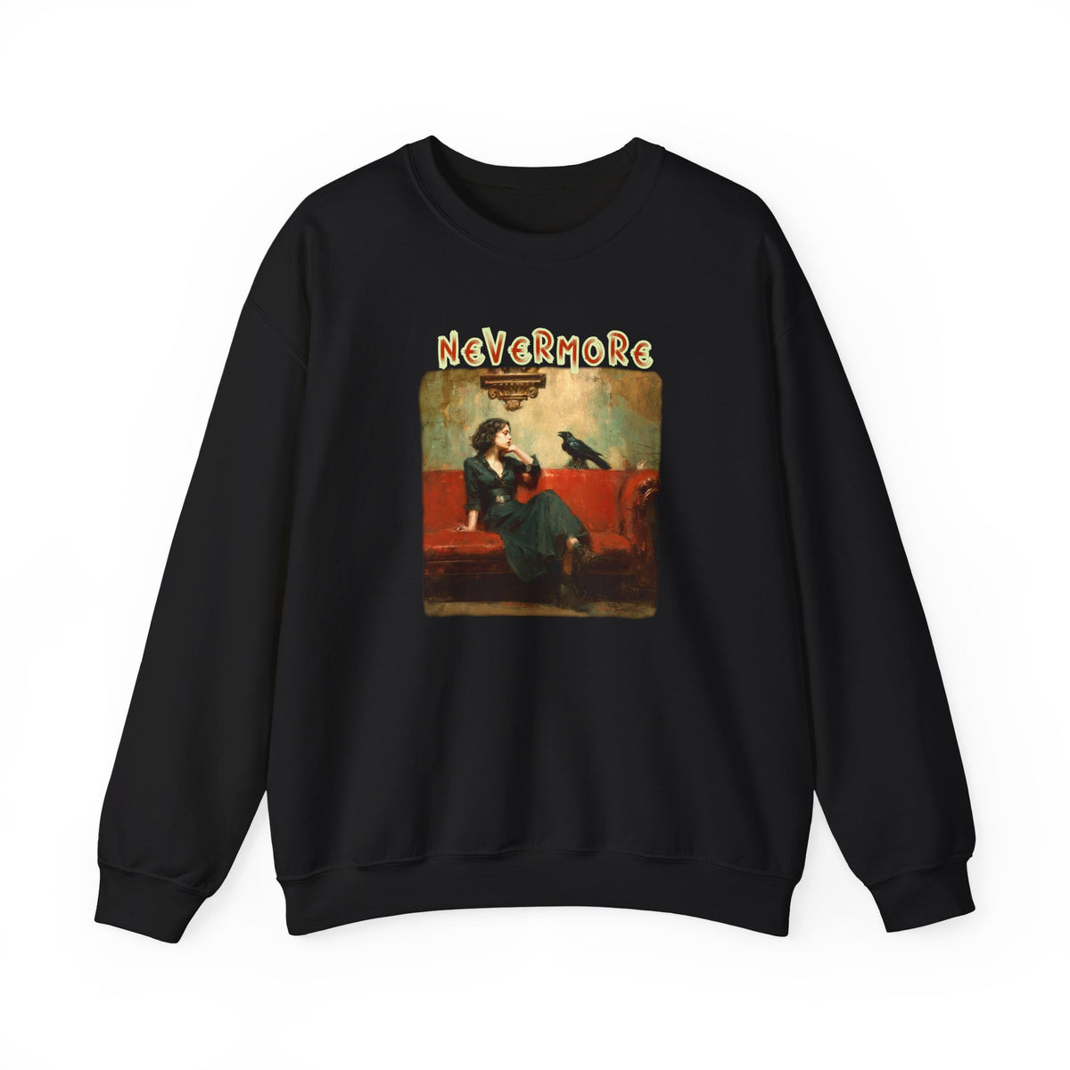 "Nevermore" by Edgar Alan Poe - 50/50 blend Crewneck Sweatshirt with Art print.