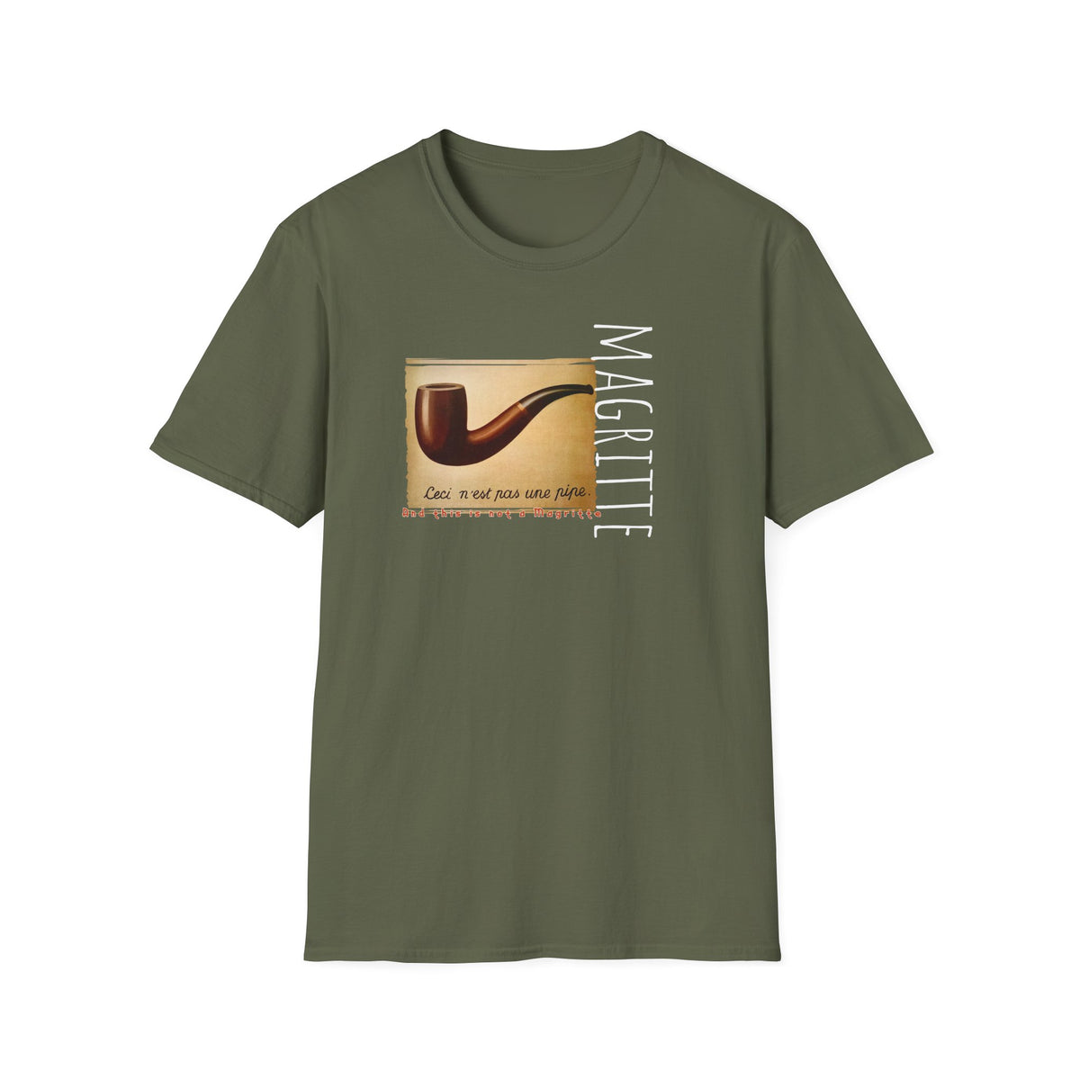 “This is not a Pipe” Surrealist style Art print by Rene Magritte on light weight cotton crew neck T shirt