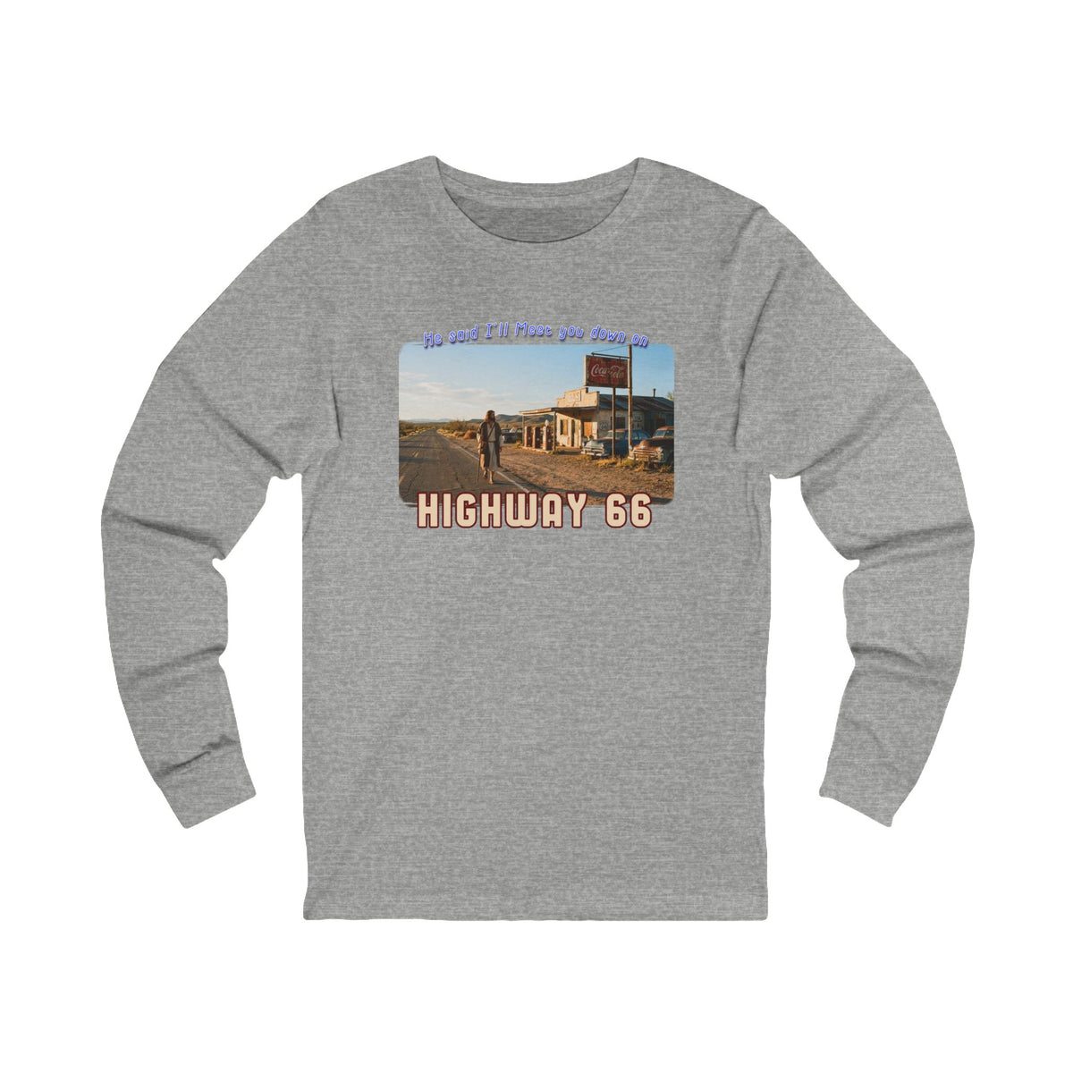 The King on Highway 66  on Ring Spun cotton Long Sleeve Tee —