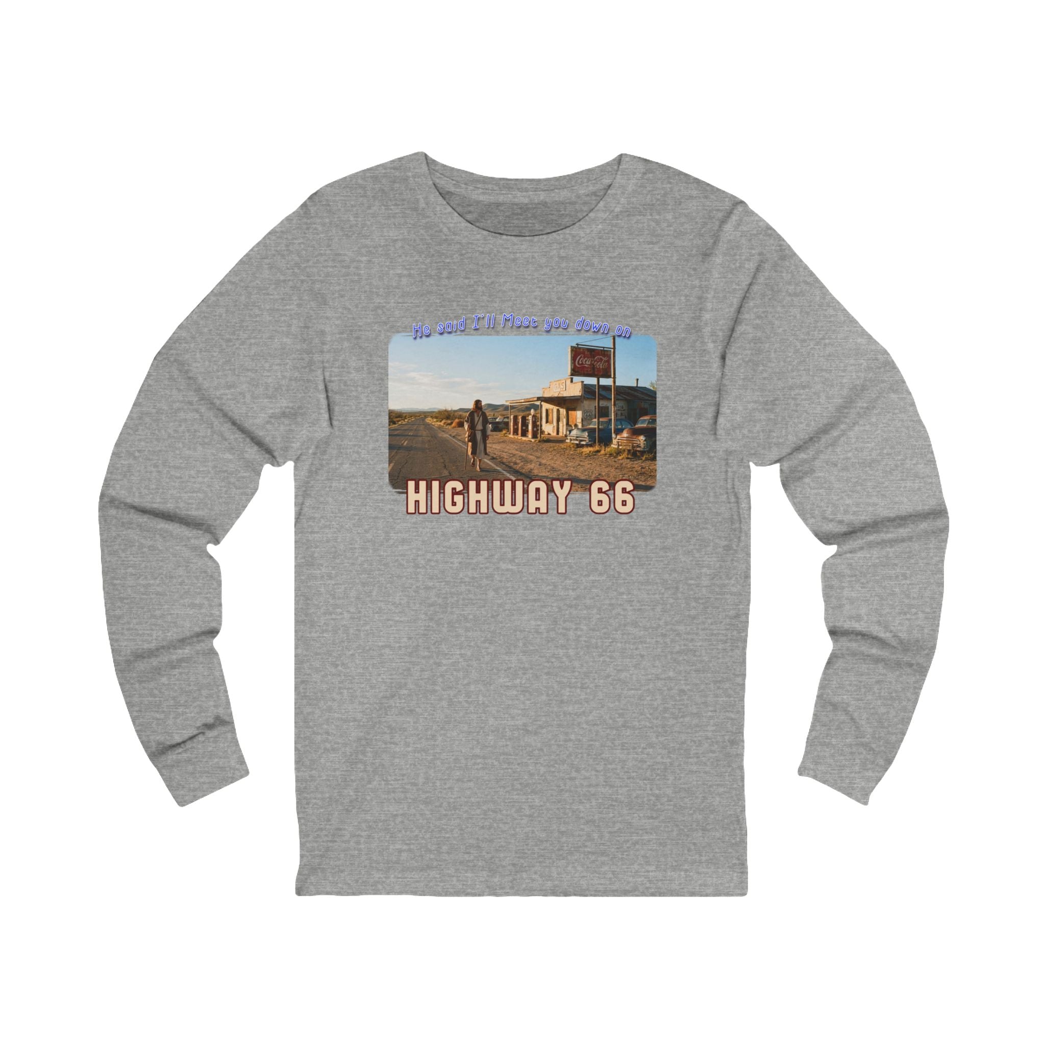 The King on Highway 66  on Ring Spun cotton Long Sleeve Tee —