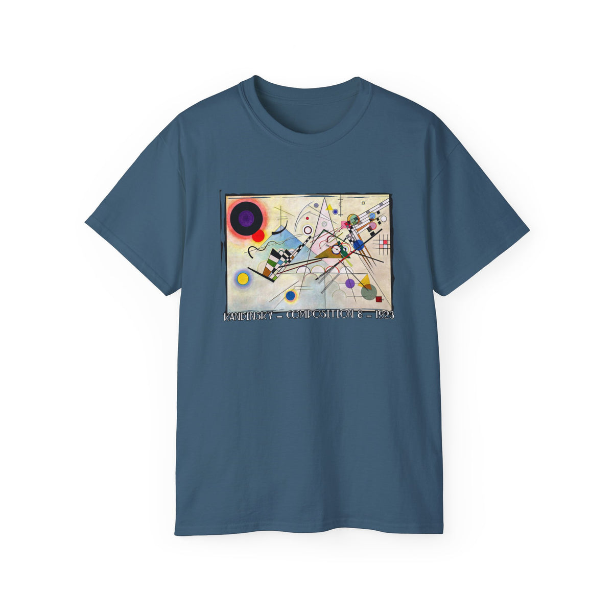 Kandinsky 'Composition8' abstract Art print on vintage feel cotton T shirt.