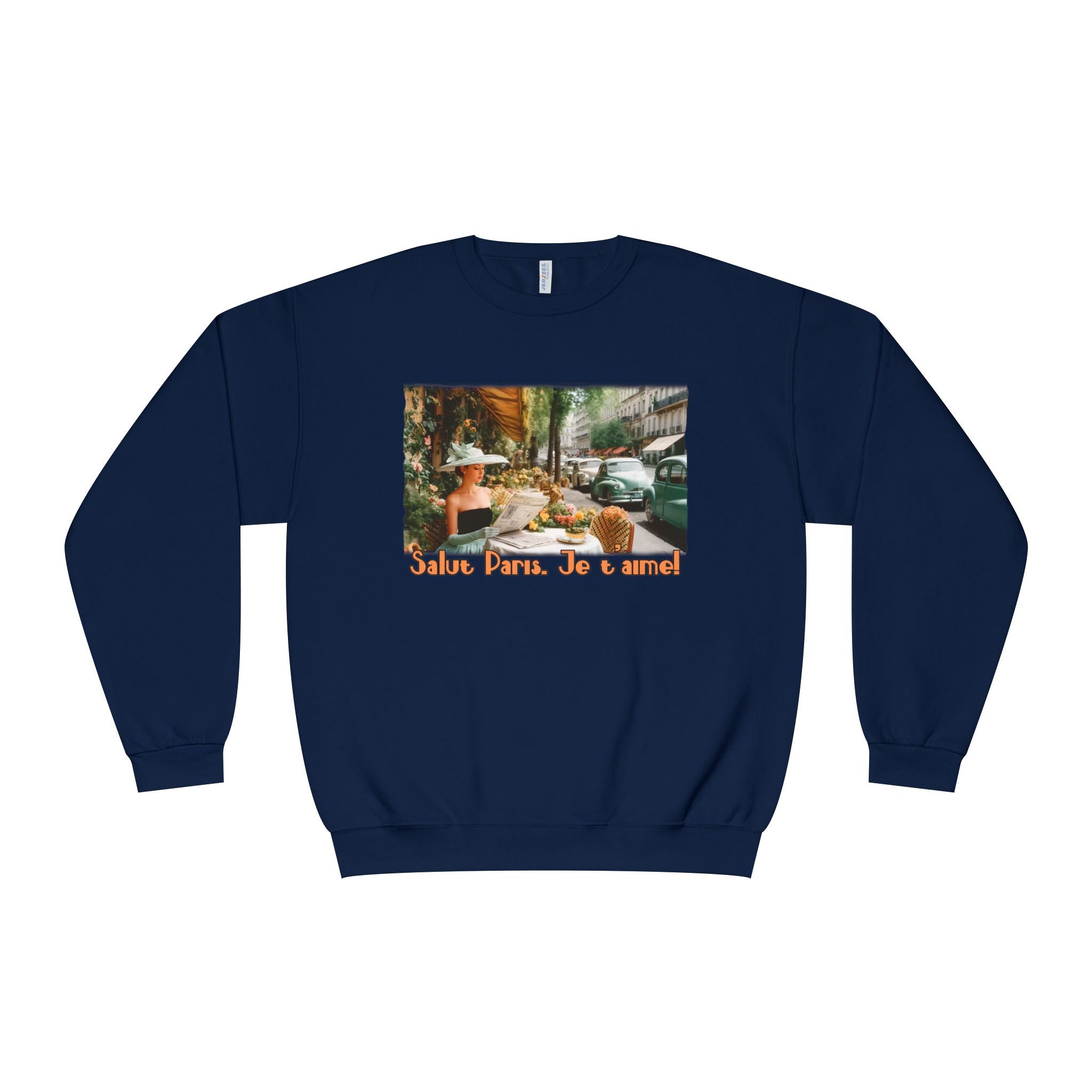 Paris Cafe Vintage Crewneck Blend Sweatshirt - "Salut Paris, Je t'aime" Art print