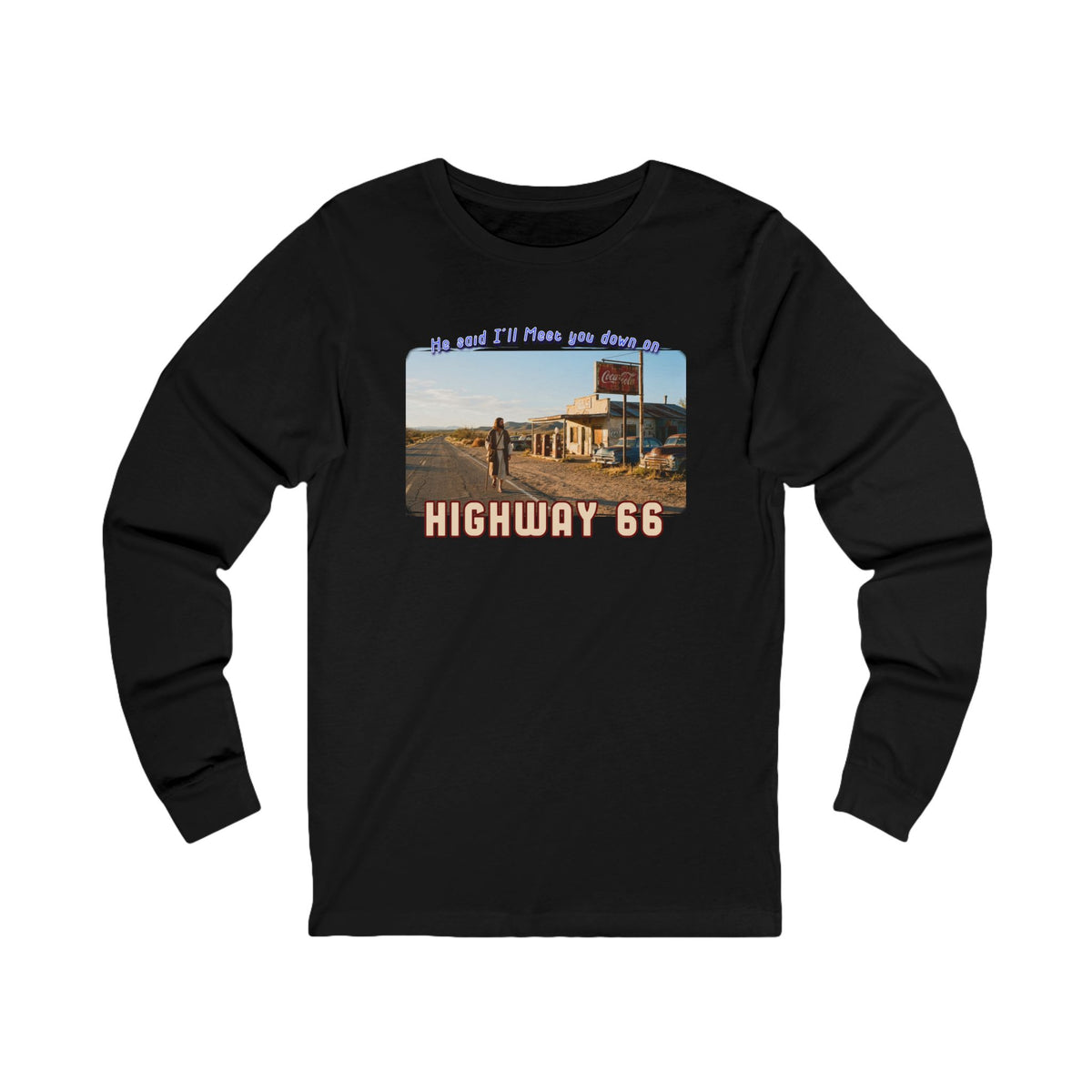 The King on Highway 66  on Ring Spun cotton Long Sleeve Tee —