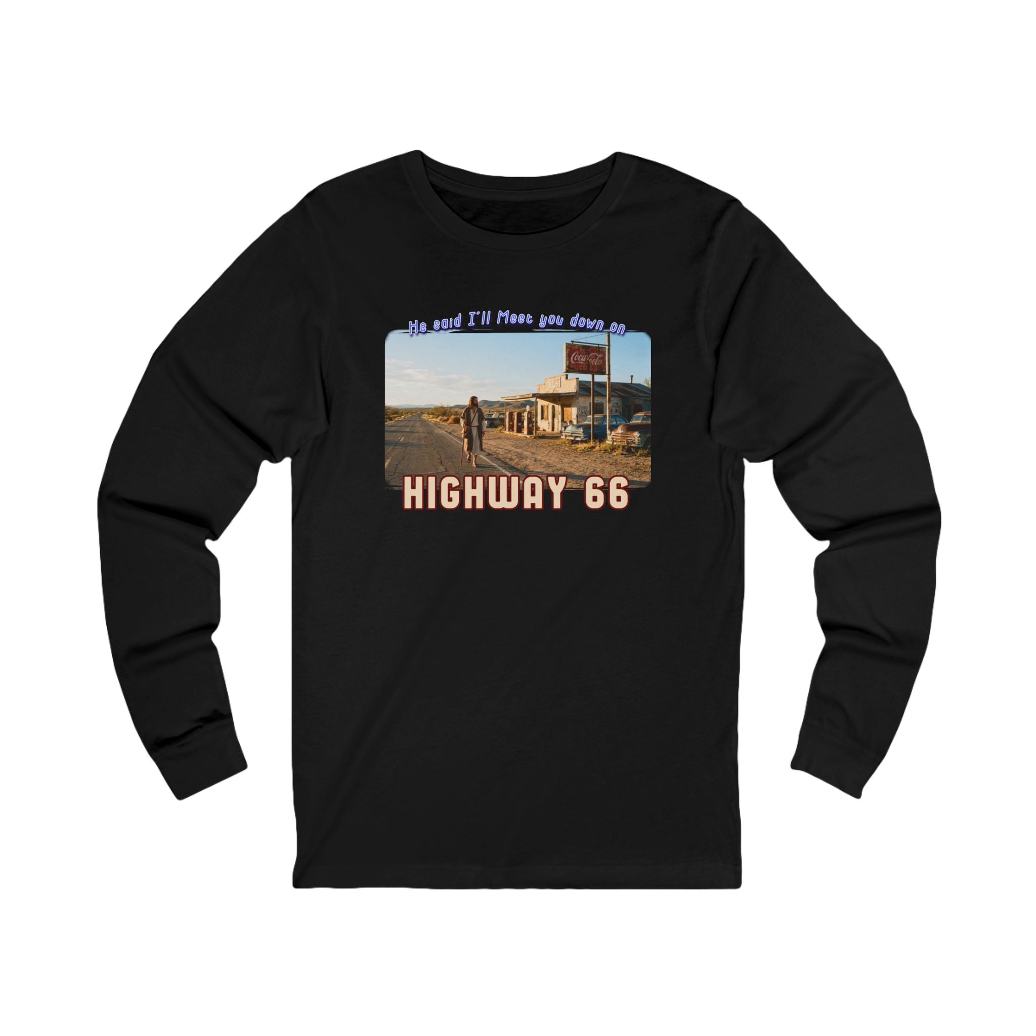 The King on Highway 66  on Ring Spun cotton Long Sleeve Tee —