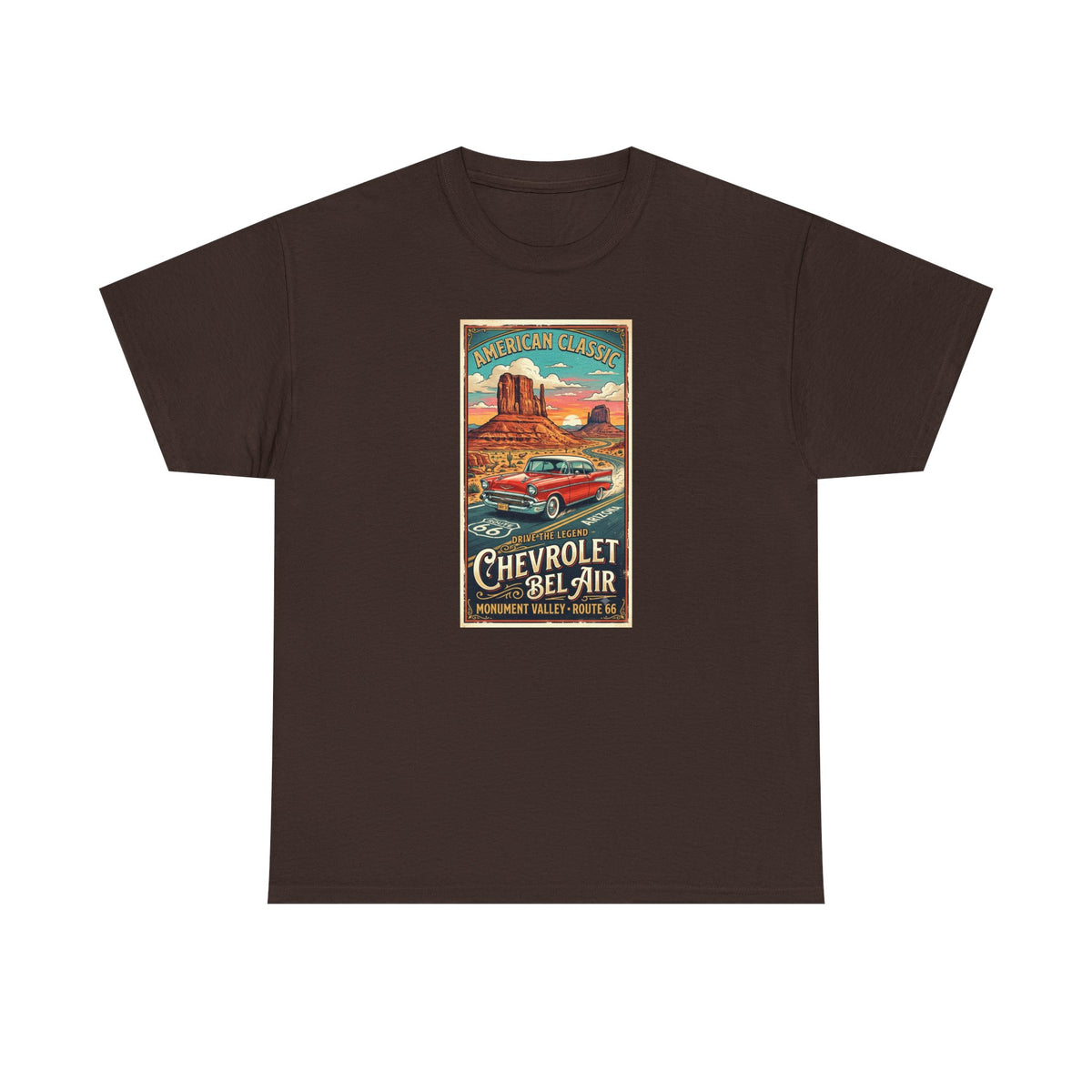 Vintage Chevrolet Bel Air poster Art print on  medium weight 100% cotton T shirt.