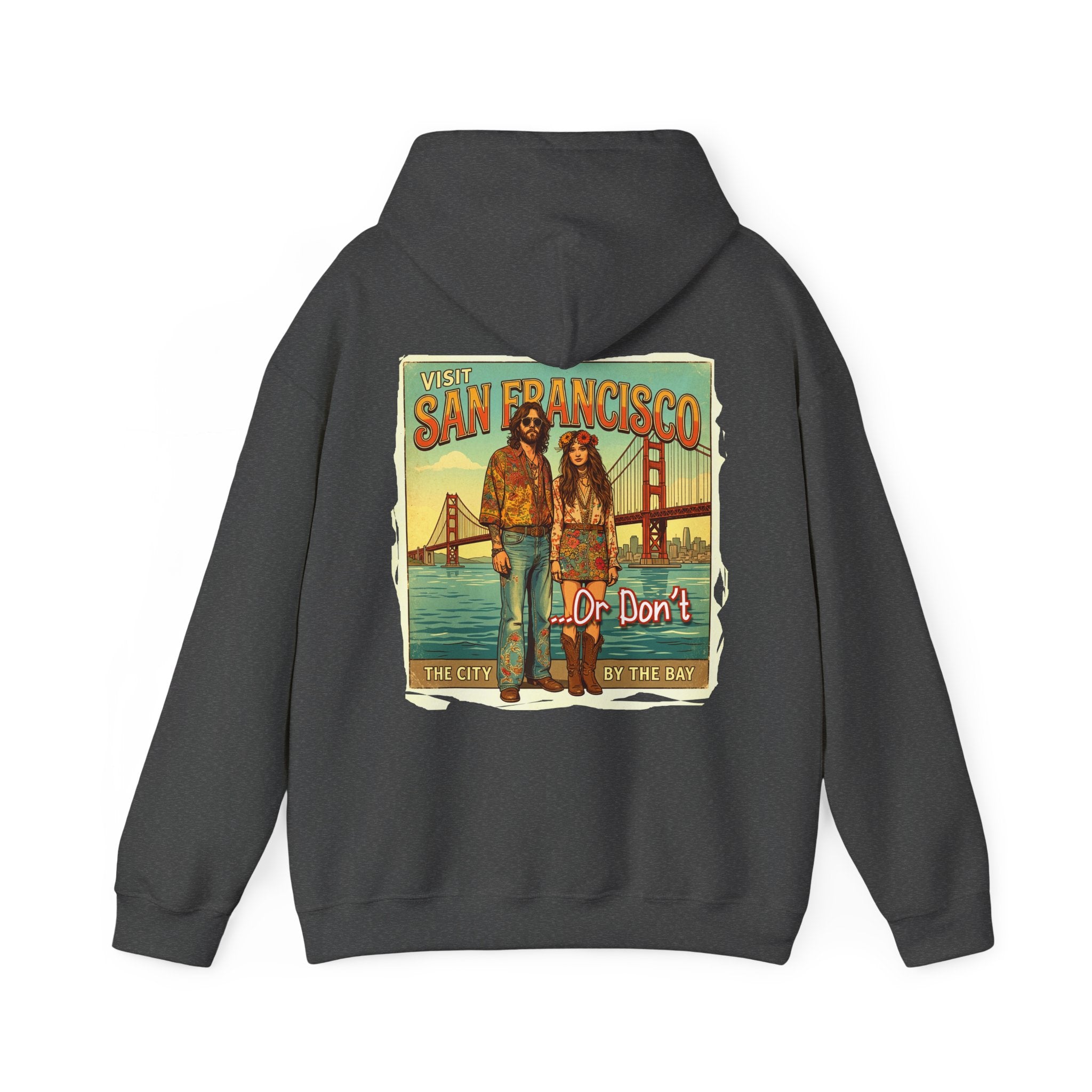 - 'Visit San Francisco' Retro Travel hoodie with Art print.