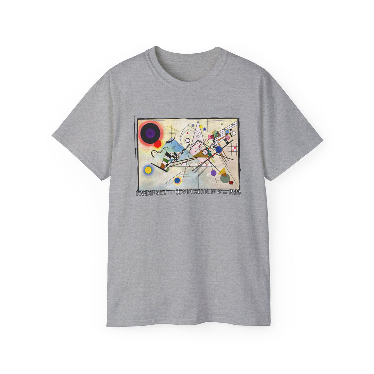 Kandinsky 'Composition8' abstract Art print on vintage feel cotton T shirt.
