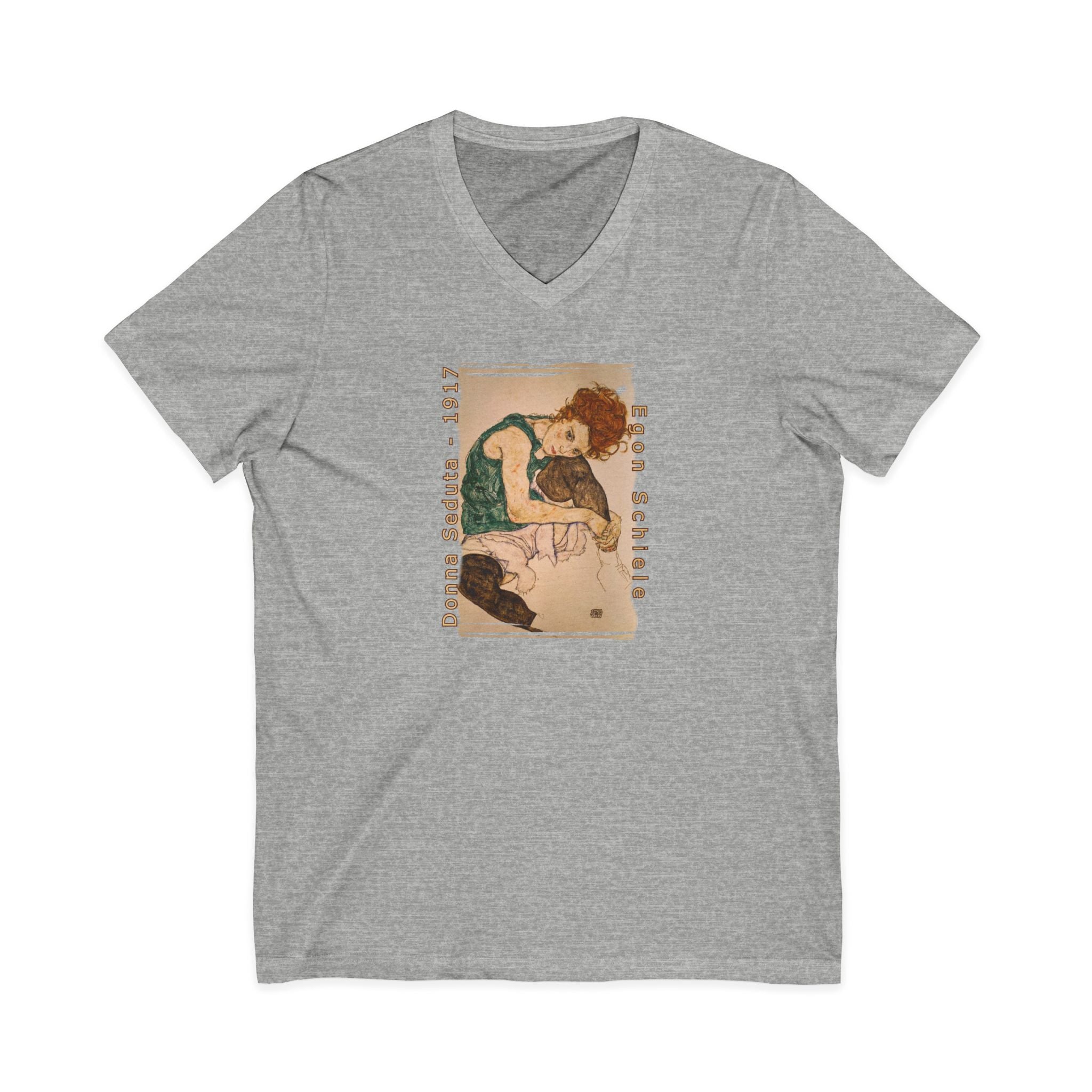 'Egon Schiele'  Art print on lightweight 100% cotton V-Neck Tee — A Naughty Girl art print.