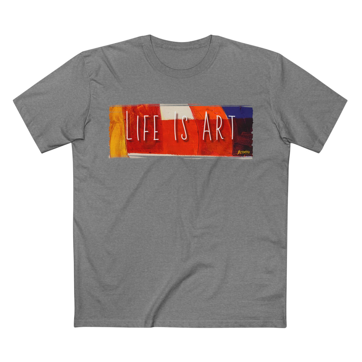 T-shirt en coton peigné prérétréci avec motif imprimé "La vie est un art".