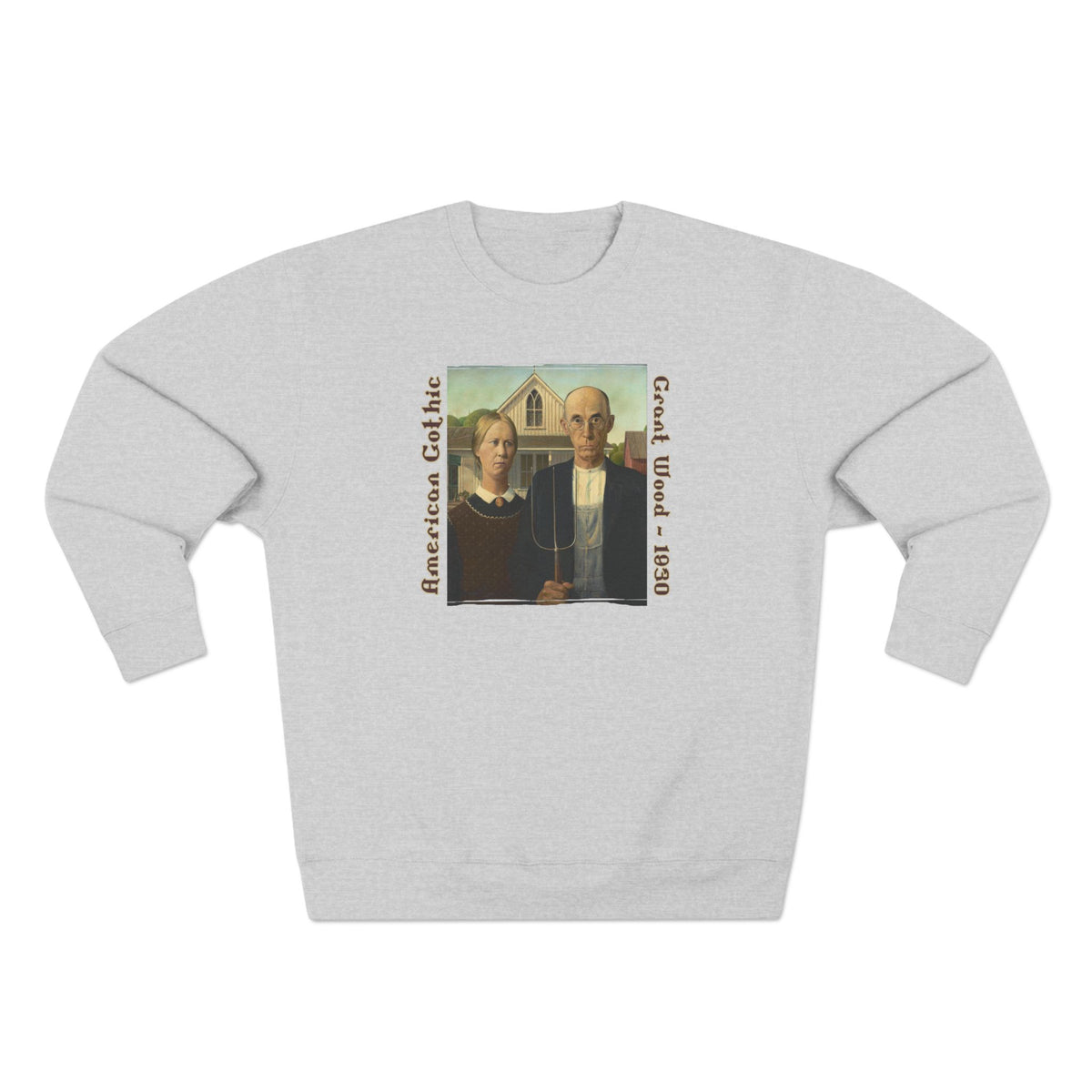 'American Gothic' cotton-rich blend medium heavy Crewneck Sweatshirt – Vintage Grant Wood Art print