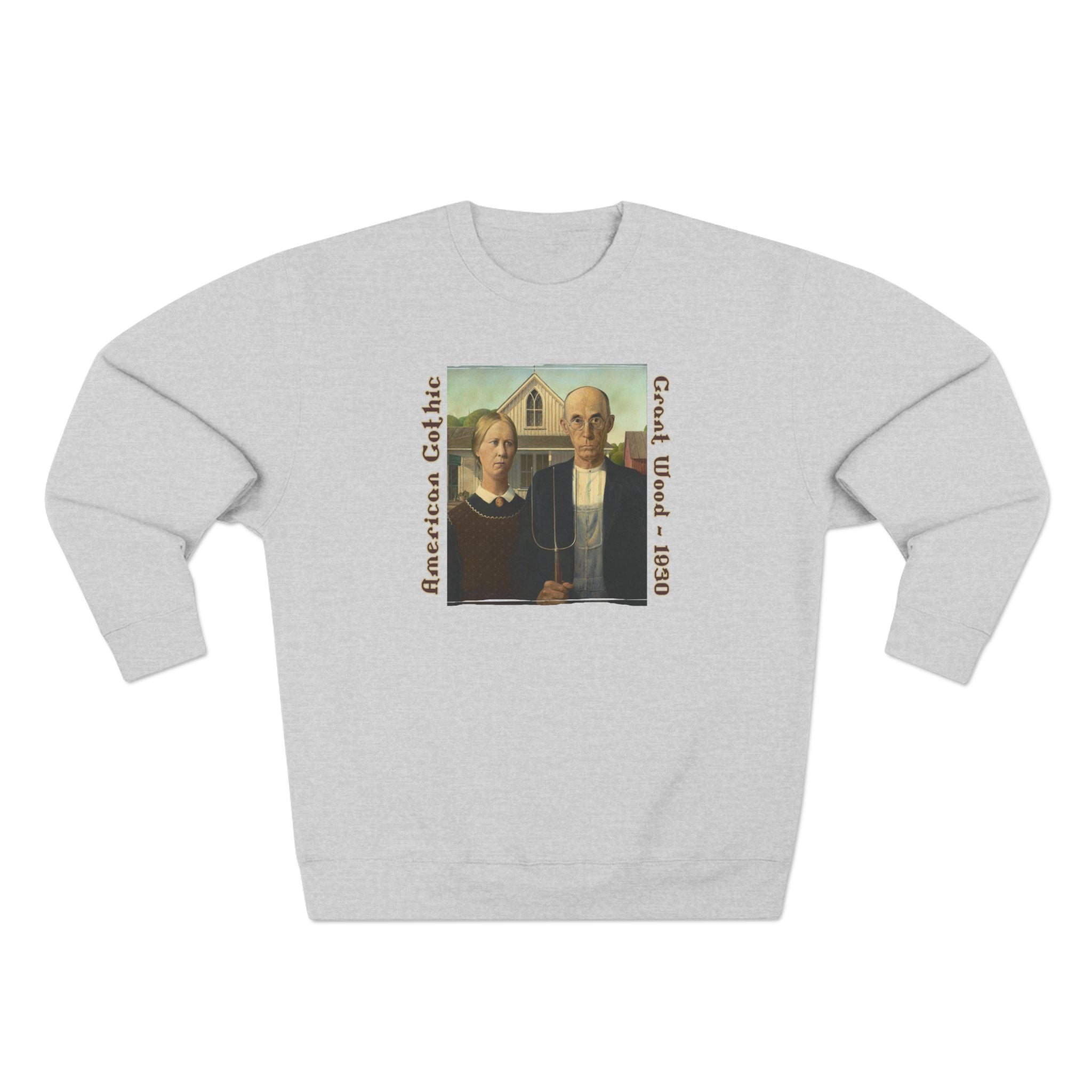 'American Gothic' cotton-rich blend medium heavy Crewneck Sweatshirt – Vintage Grant Wood Art print