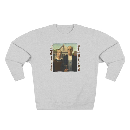 'American Gothic' cotton-rich blend medium heavy Crewneck Sweatshirt – Vintage Grant Wood Art print