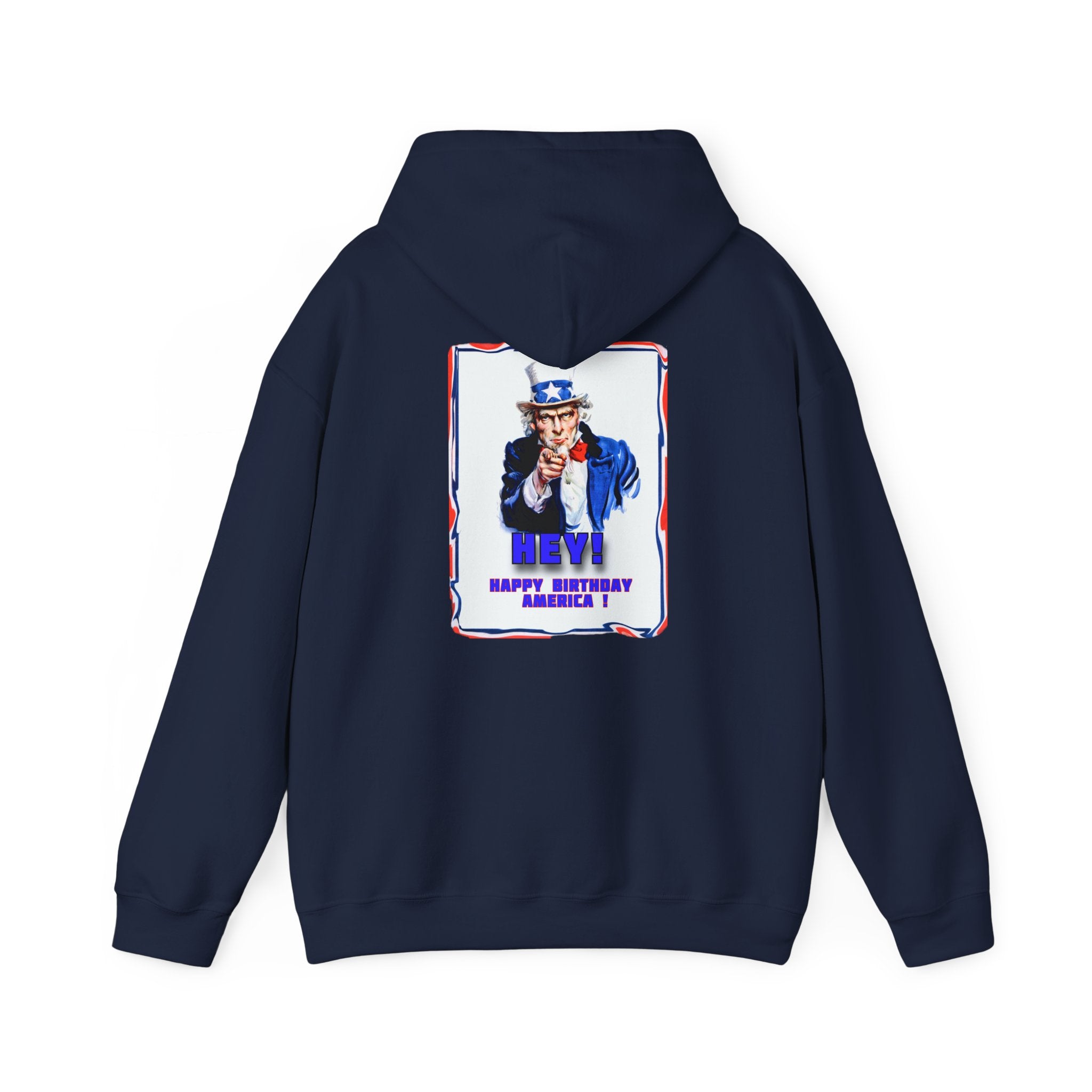 Uncle Sam "Happy Birthday America" Art print on cozy double lined  Hoodie