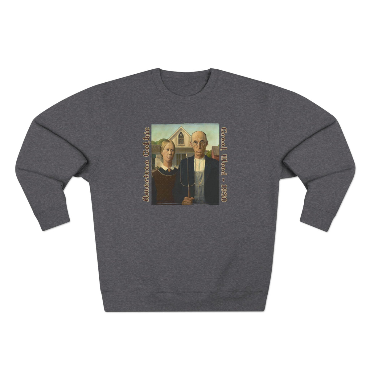 'American Gothic' cotton-rich blend medium heavy Crewneck Sweatshirt – Vintage Grant Wood Art print