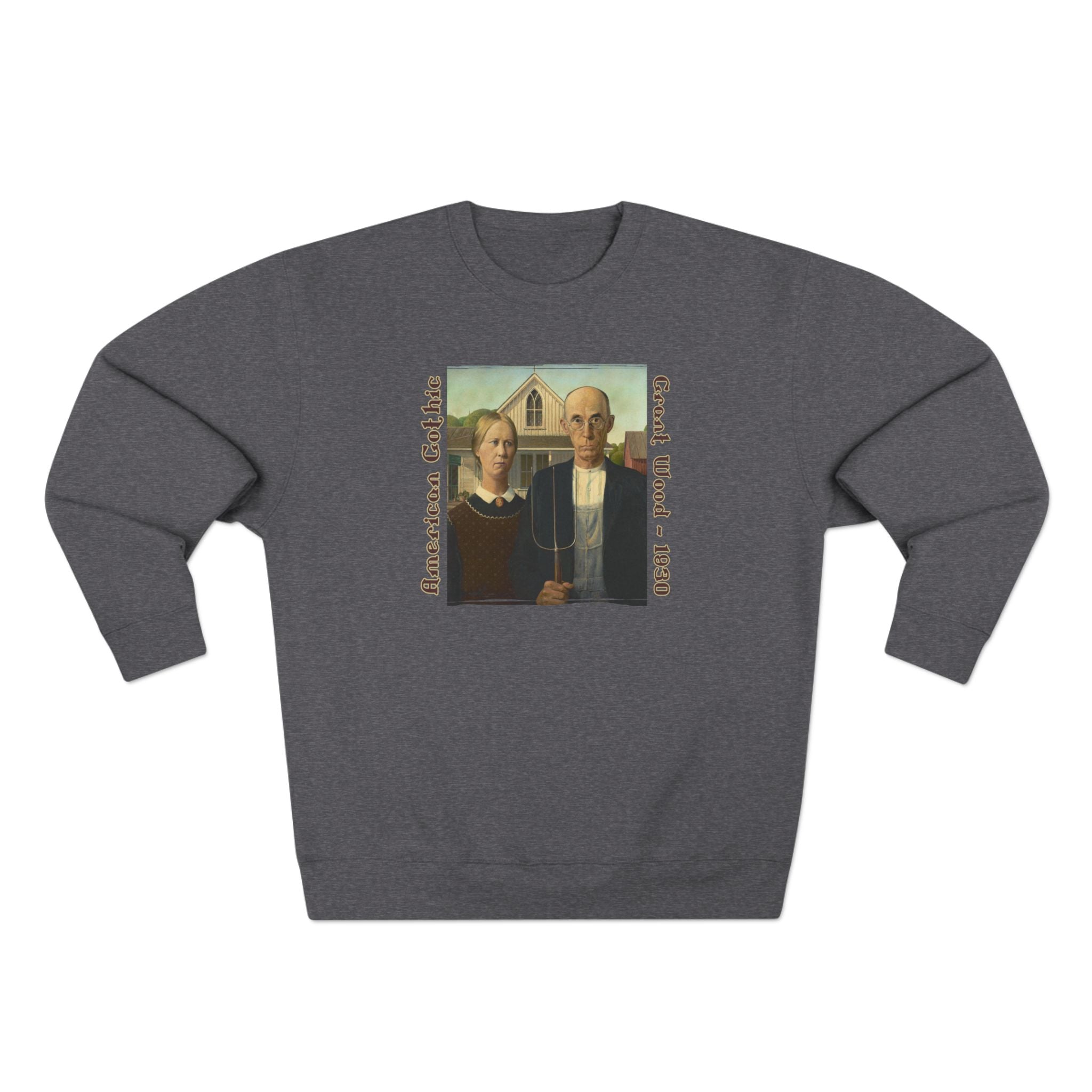 'American Gothic' cotton-rich blend medium heavy Crewneck Sweatshirt – Vintage Grant Wood Art print