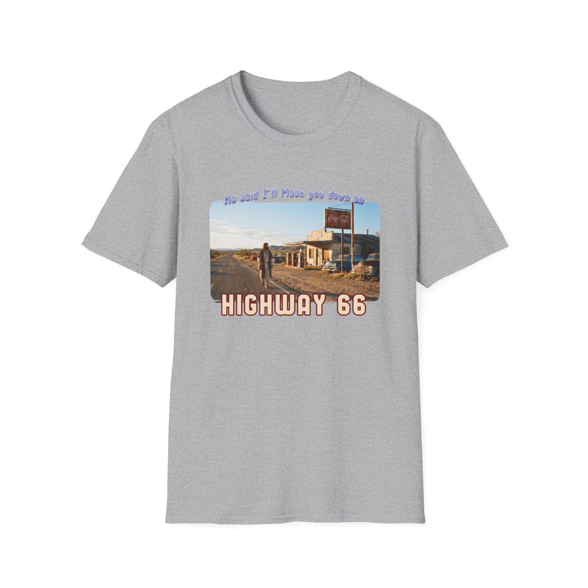 The King on Highway 66 Art print on Lightweight cotton T-Shirt