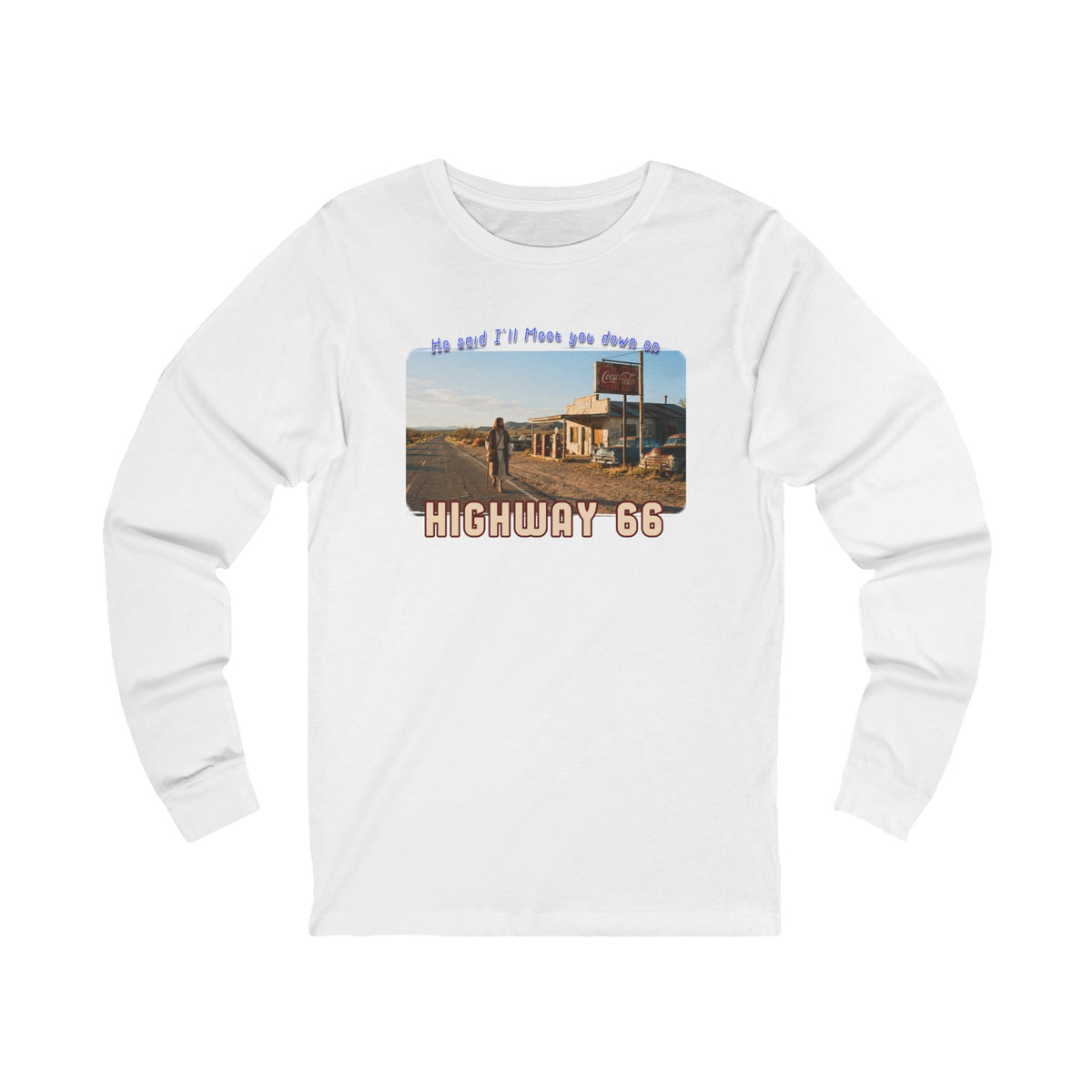 The King on Highway 66  on Ring Spun cotton Long Sleeve Tee —