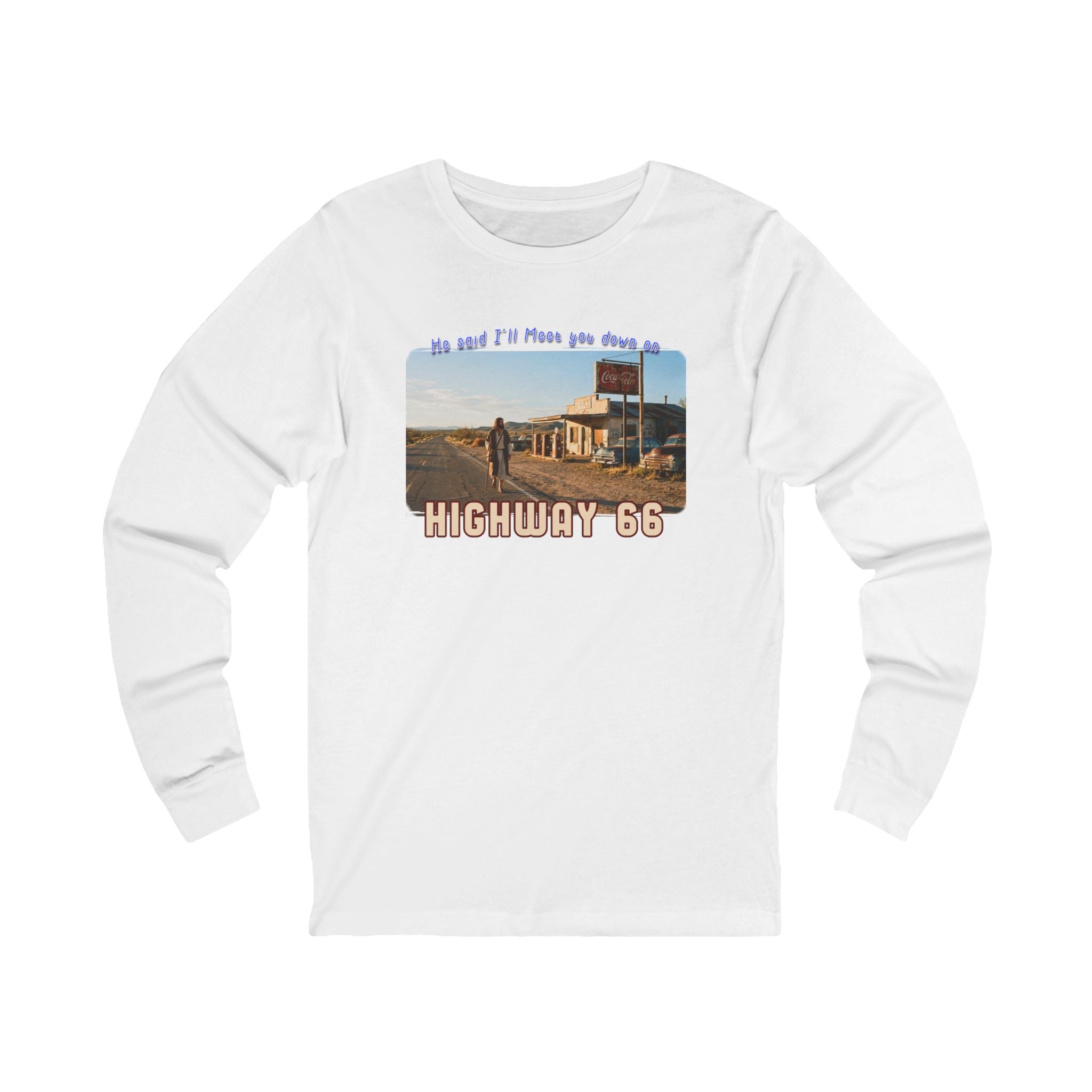 The King on Highway 66  on Ring Spun cotton Long Sleeve Tee —