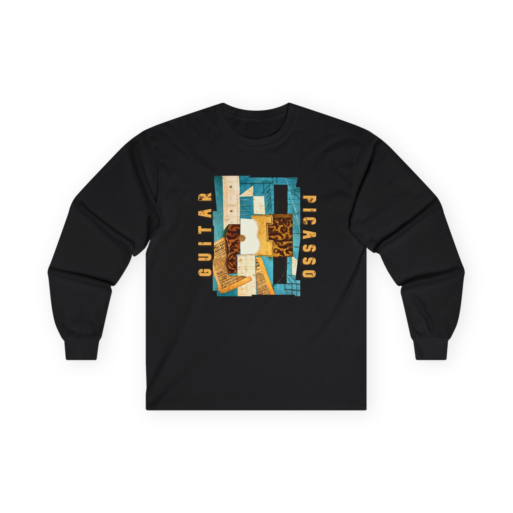 A vintage heavy feel Long Sleeve Tee —with "Picasso Guitar" Art print