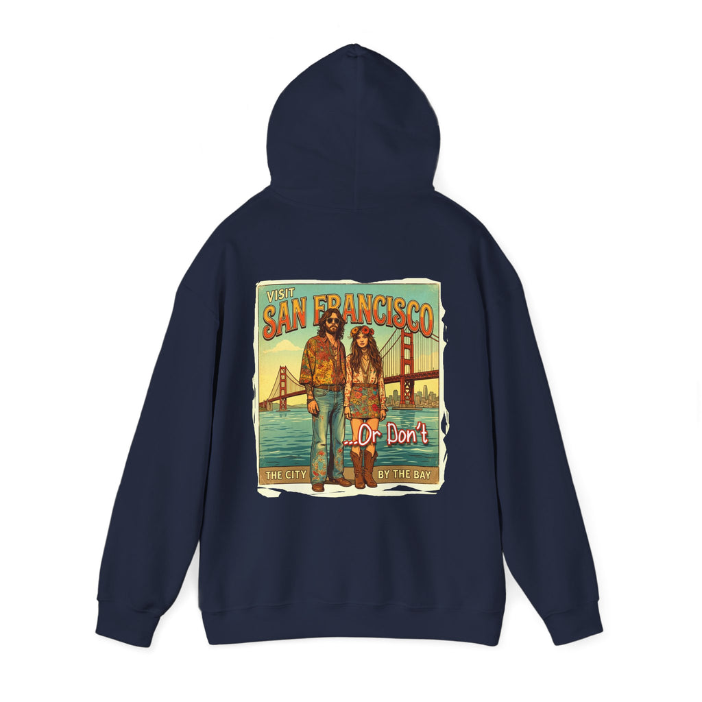 - 'Visit San Francisco' Retro Travel hoodie with Art print.