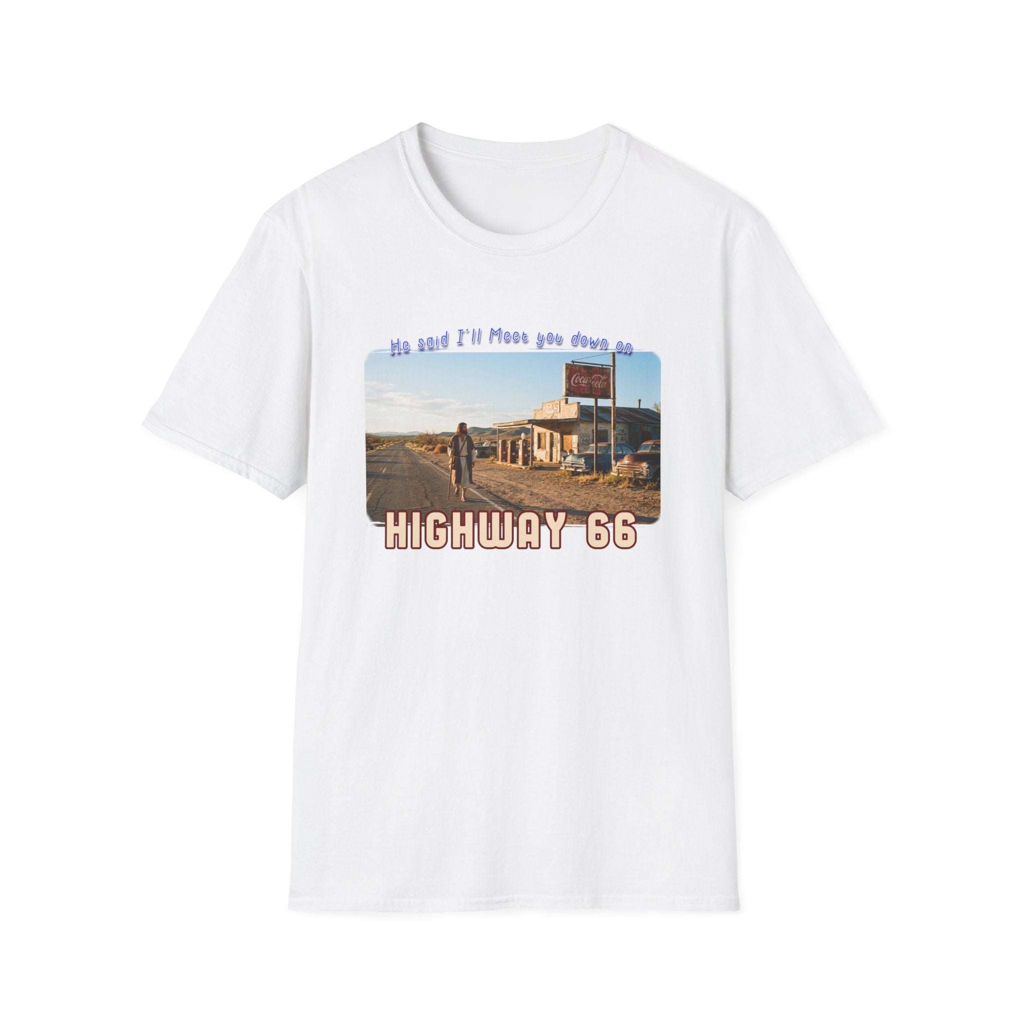 The King on Highway 66 Art print on Lightweight cotton T-Shirt