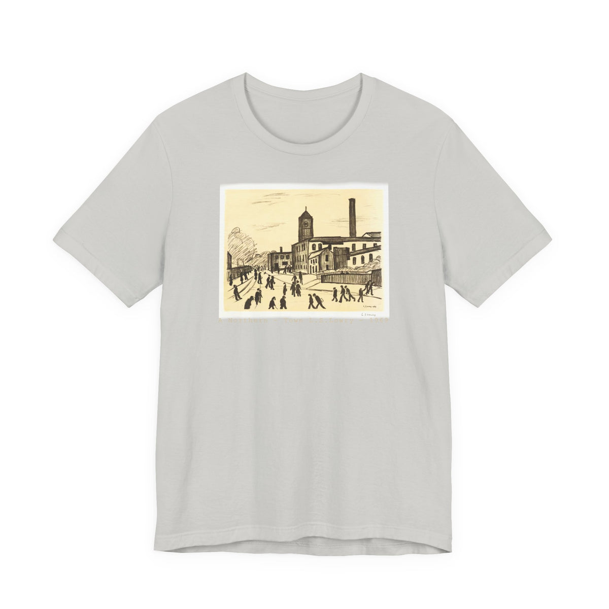 A Northern Town. Art print of L S Lowry on 100% lightweight cotton T shirt.
