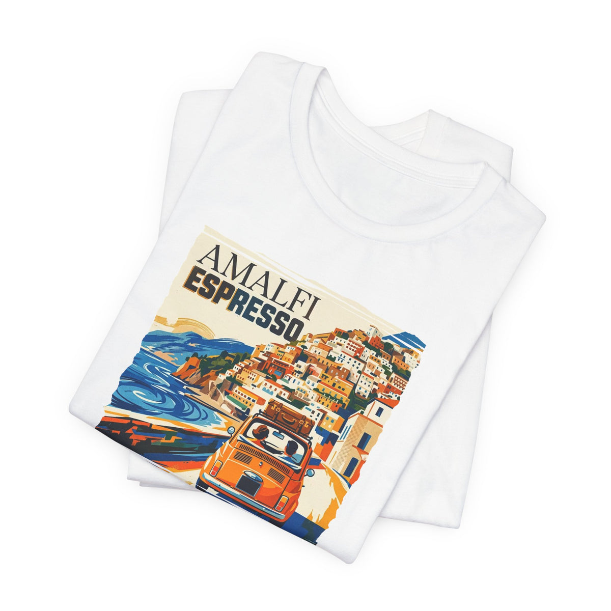 'Amalfi' pop poster Art print on Unisex 100 % cotton Jersey Short Sleeve unisex Tee