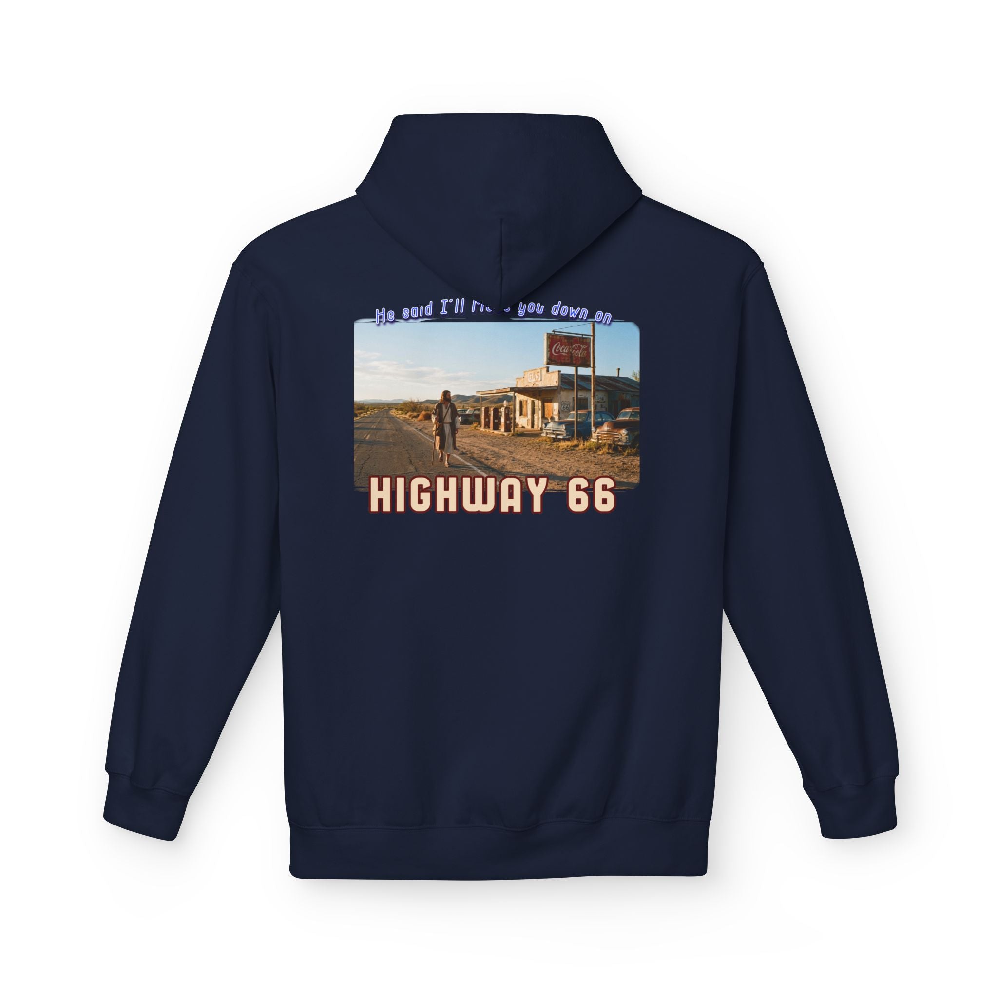 Hoodie — Vintage 'Highway 66' Road Trip on 80?20 cotton blend.