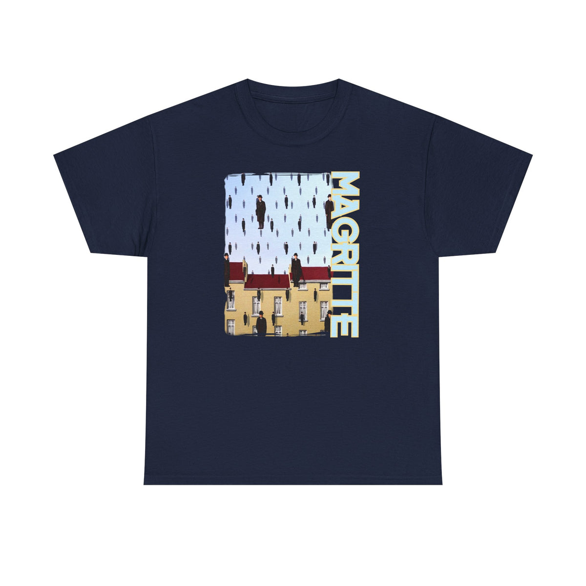 Magritte 'Golconda' Art print on 100% heavy cotton T shirt.
