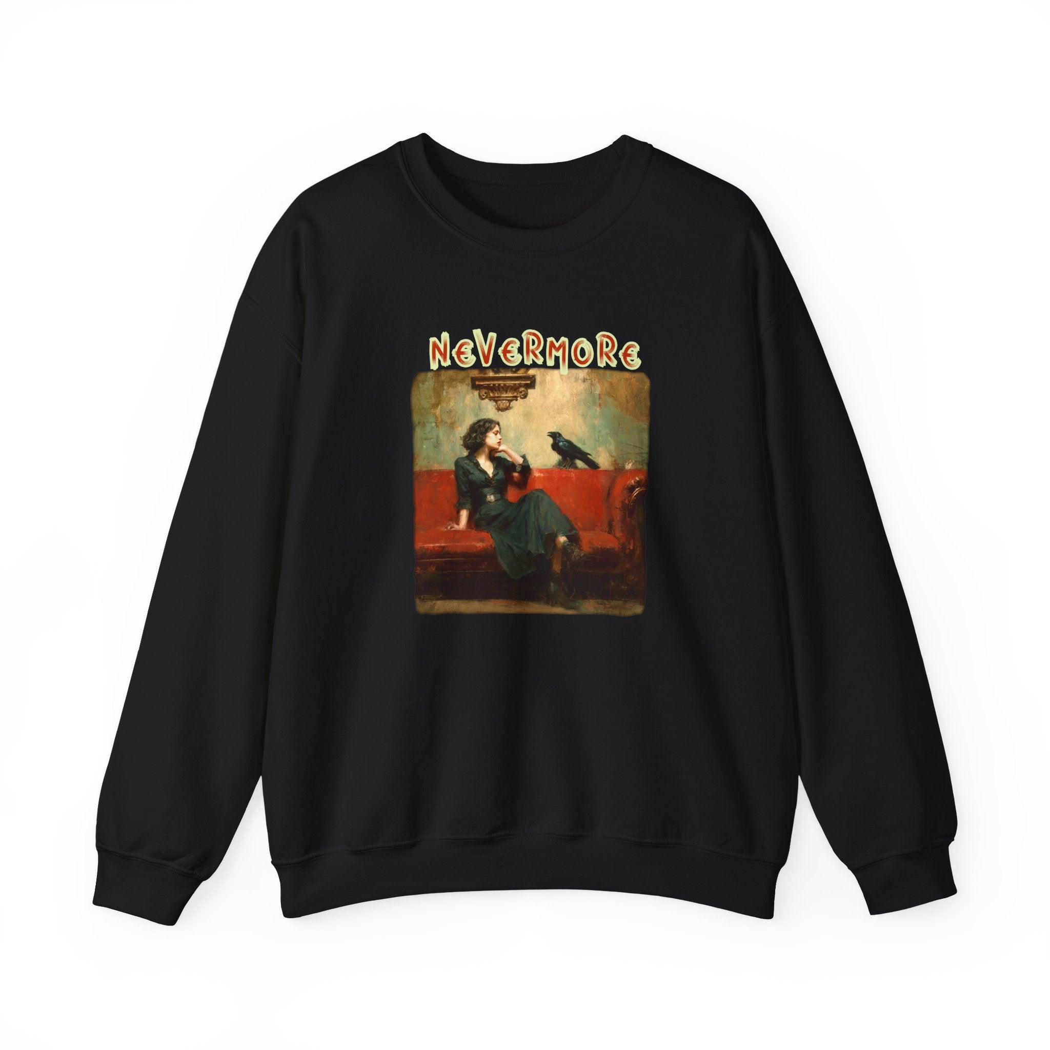 Crewneck Sweatshirt — 'Nevermore' Raven Poe Art Pullover