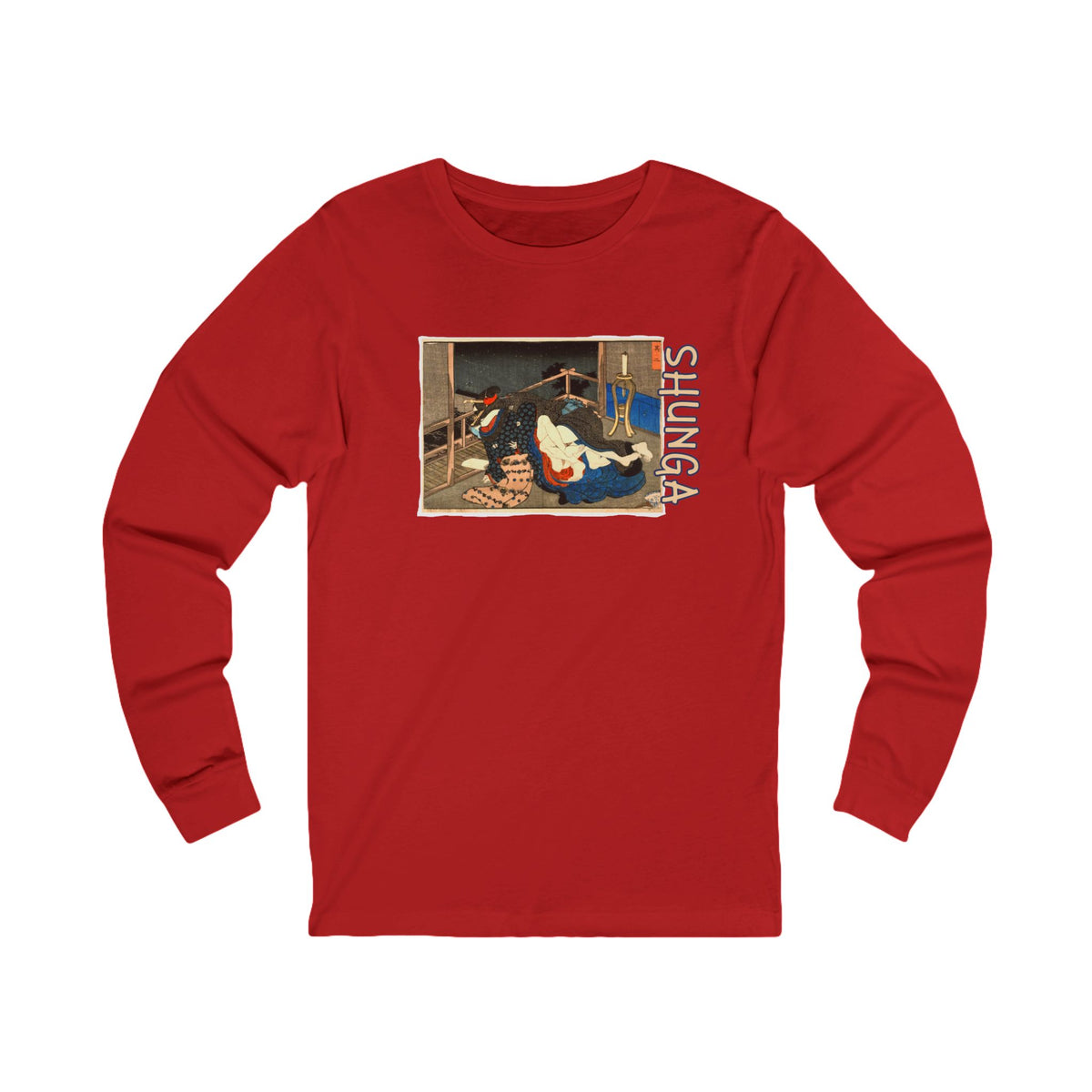 Japanese Shunga Art print on light weight long sleeve cotton T shirt.