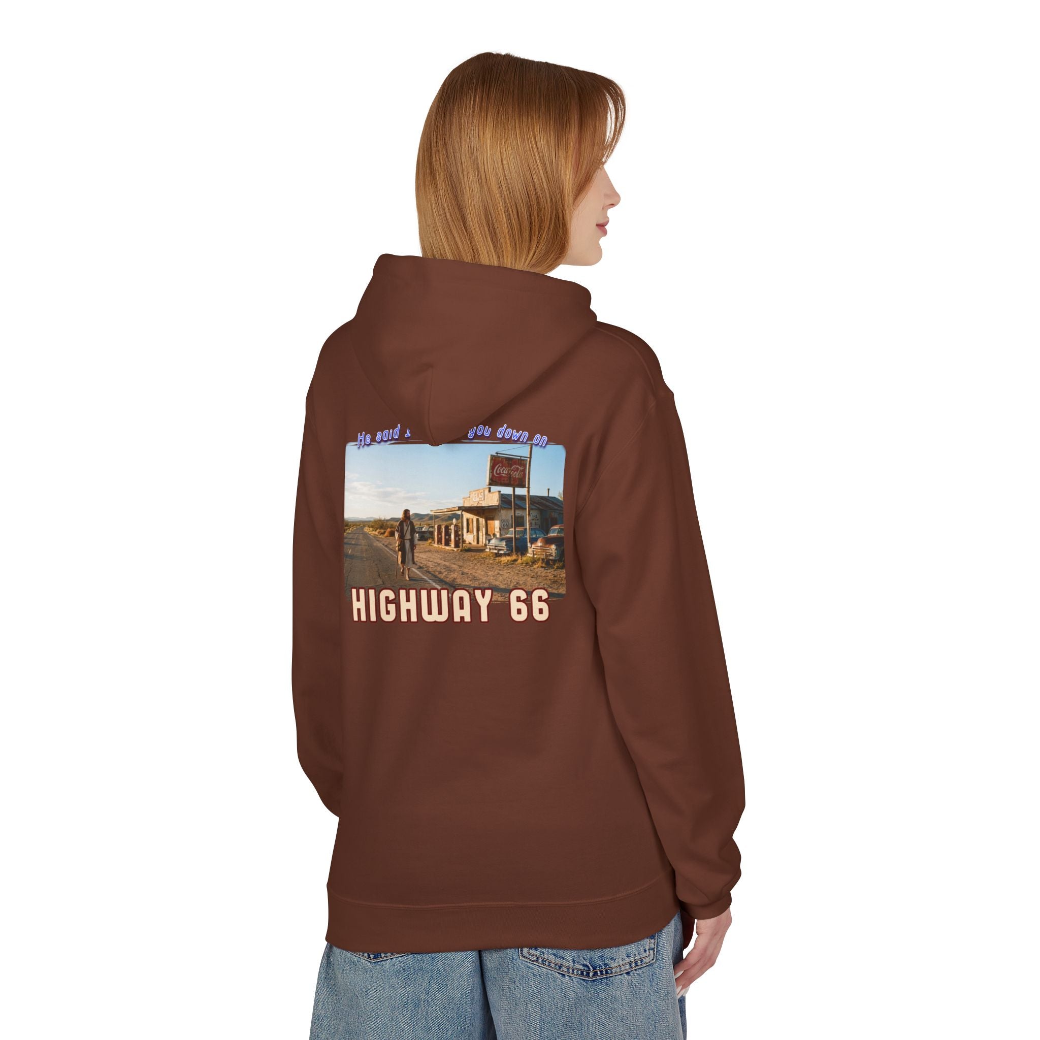 Hoodie — Vintage 'Highway 66' Road Trip on 80?20 cotton blend.