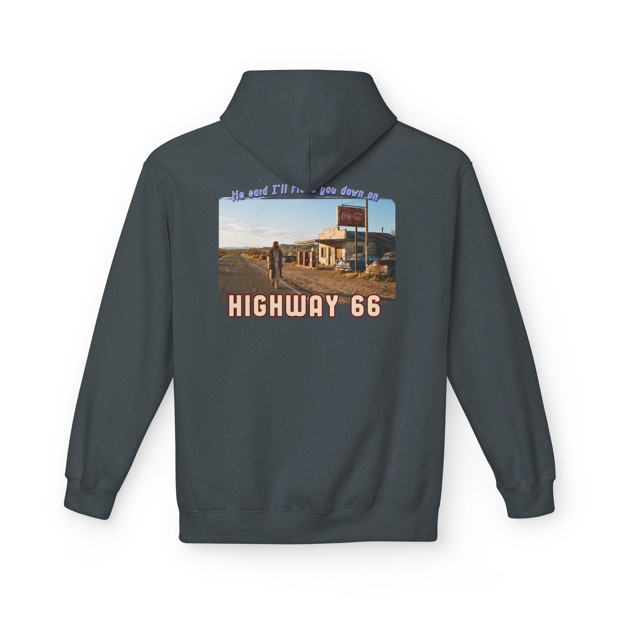 Hoodie — Vintage 'Highway 66' Road Trip on 80?20 cotton blend.
