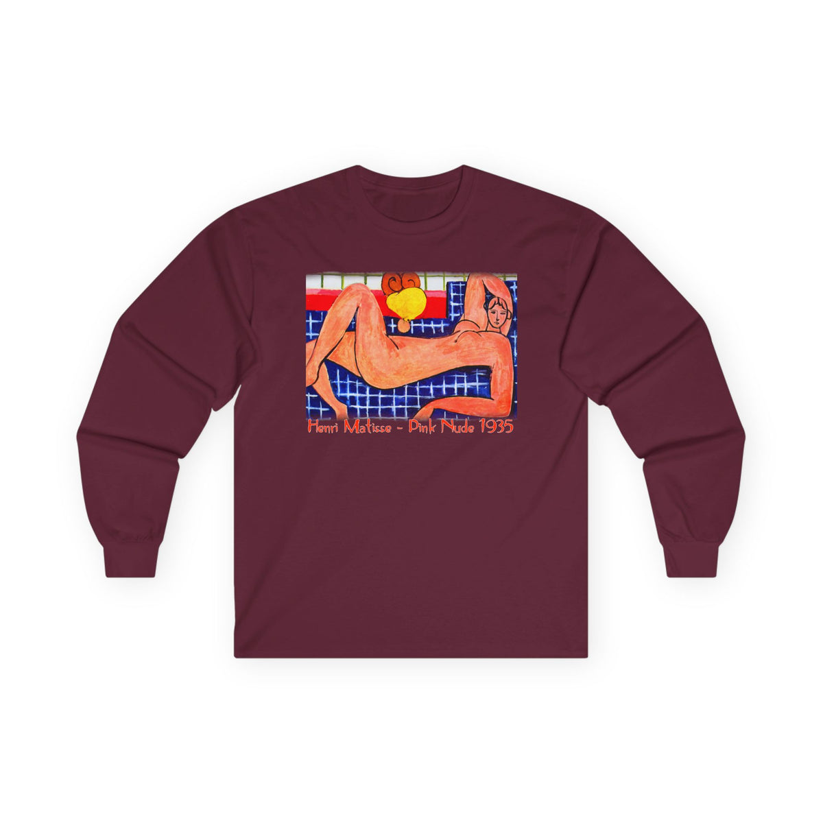 Pink Nude Henri Matisse Art print on long sleeve cotton T shirt