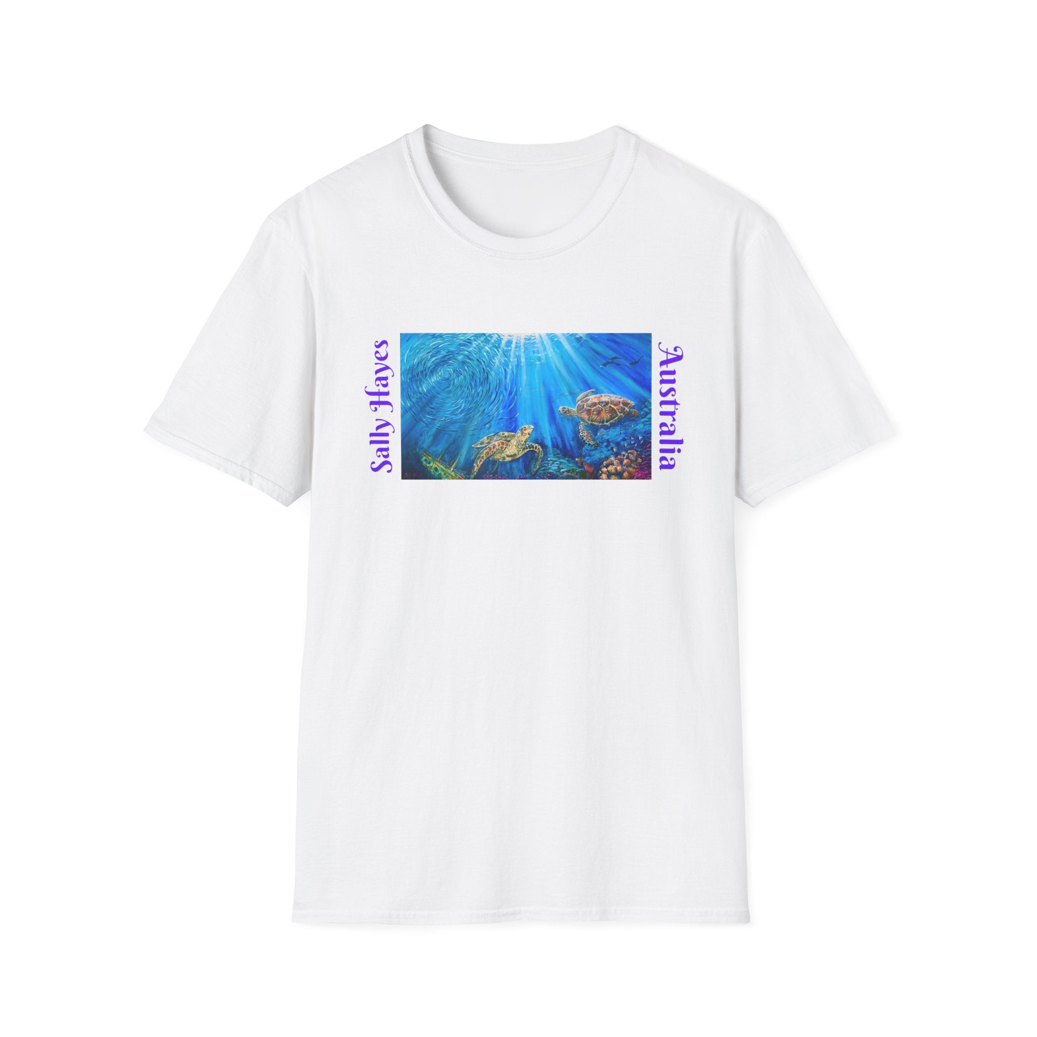 Unisex Softstyle T-Shirt with Sally Hayes Great Barrie Reef Art print