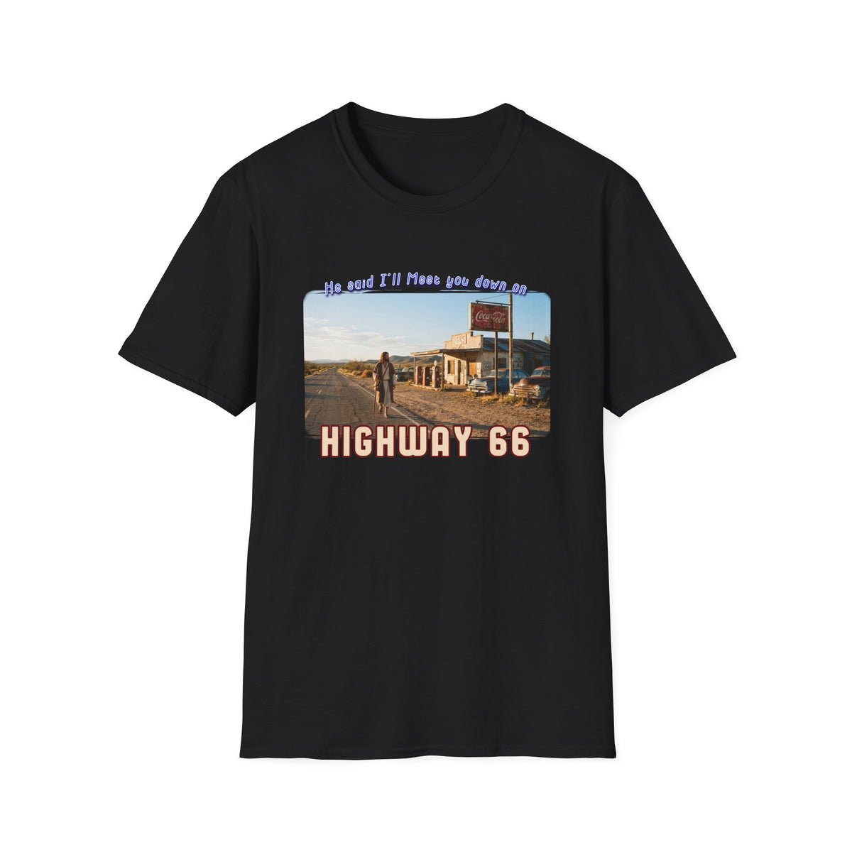 Le Roi sur la Route 66 - Impression d'art sur T-shirt en coton léger
