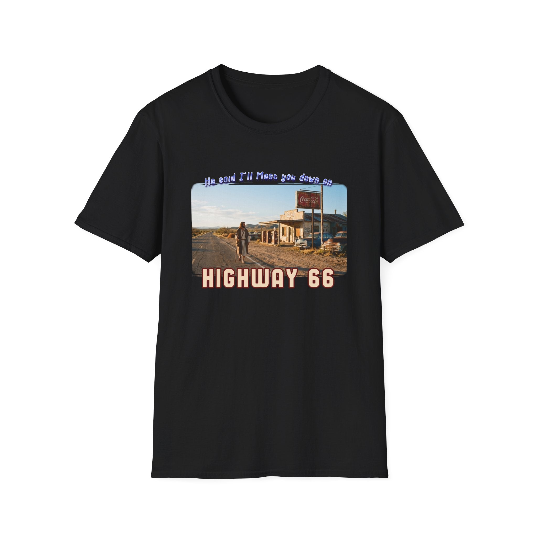 The King on Highway 66 Art print on Lightweight cotton T-Shirt