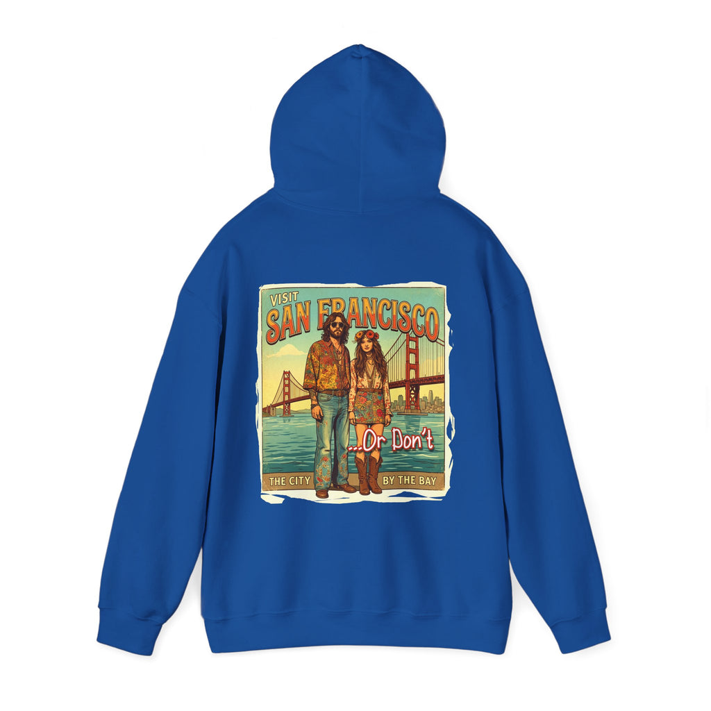 - 'Visit San Francisco' Retro Travel hoodie with Art print.