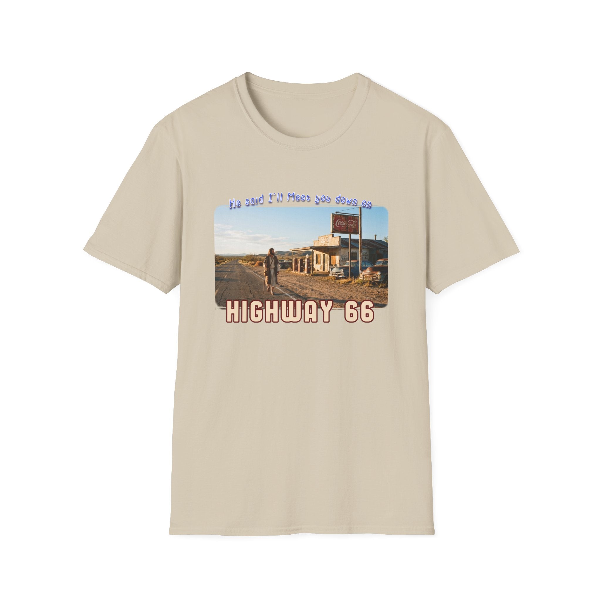 The King on Highway 66 Art print on Lightweight cotton T-Shirt