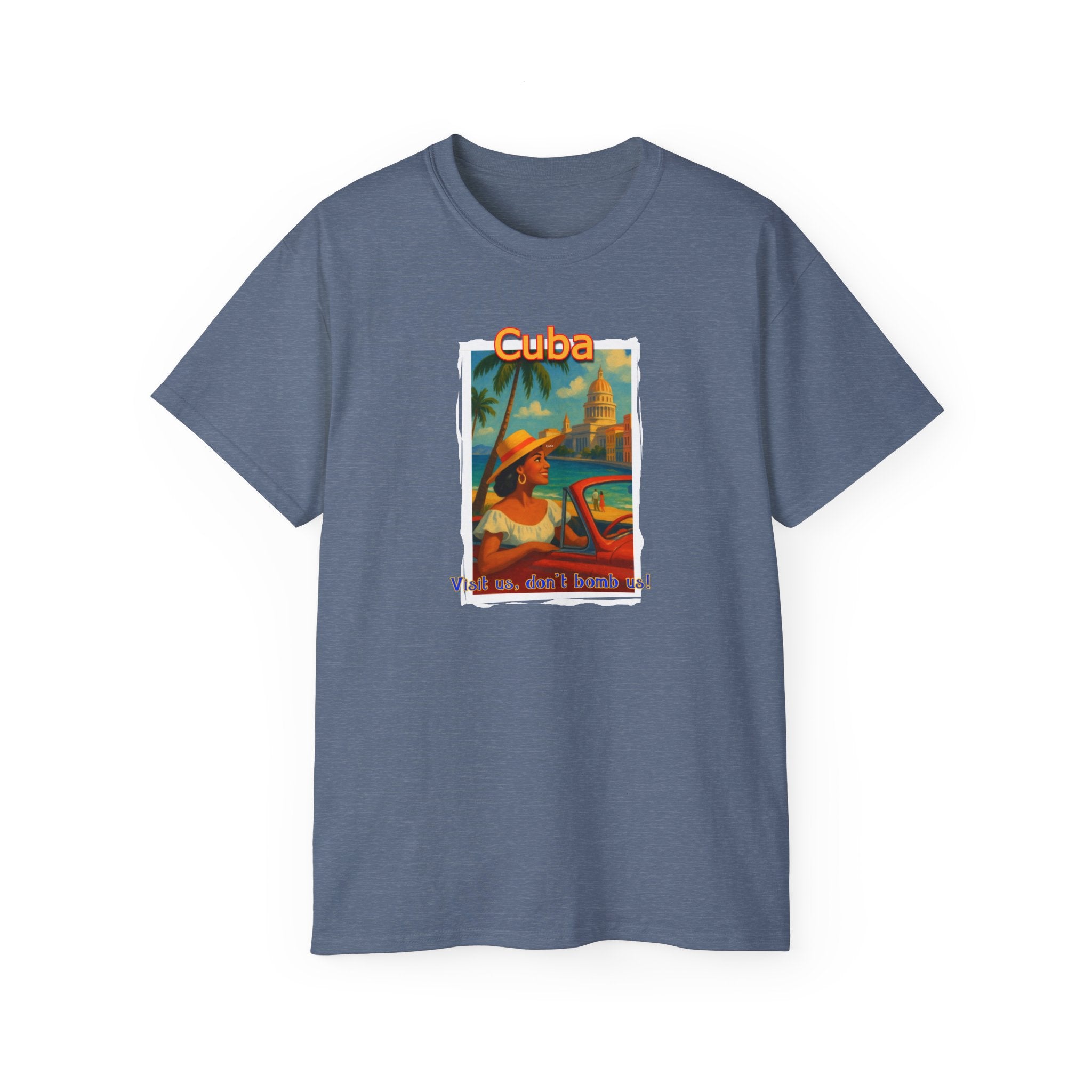 Mid weight cotton T shirt - "Cuba" Vintage Travel Poster Art print
