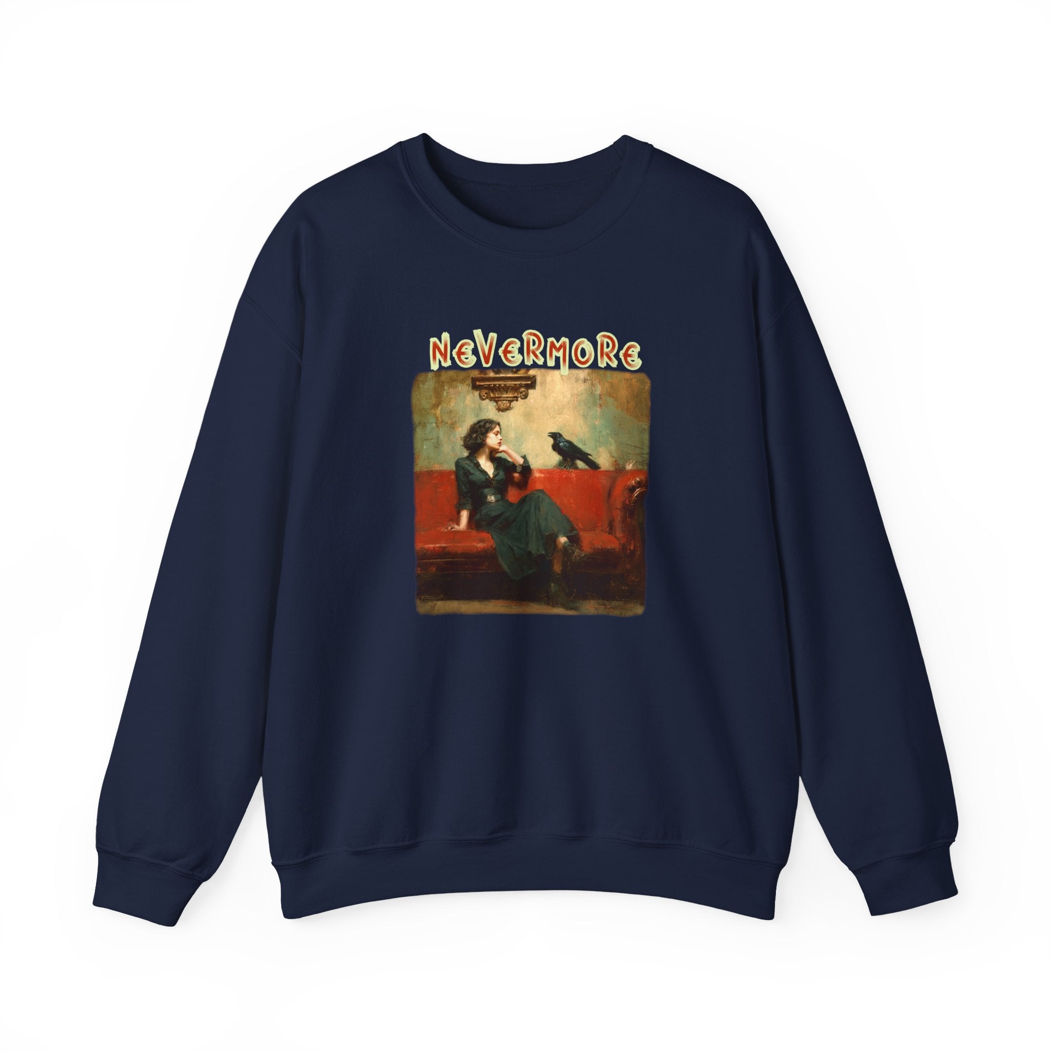 Crewneck Sweatshirt — 'Nevermore' Raven Poe Art Pullover