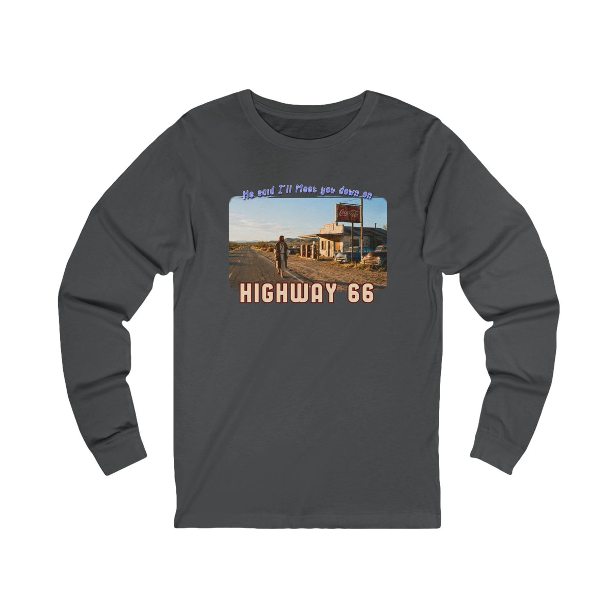 T-shirt à manches longues « The King on Highway 66 » en coton filé à l'anneau —