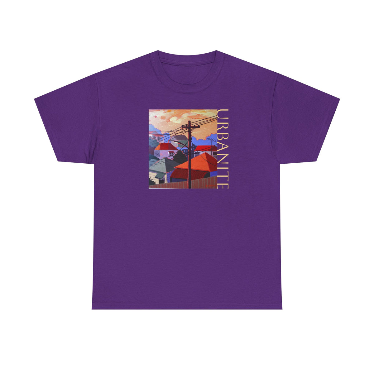 Urbanite Art print of old Queenslander houses on midweight cotton T shirt