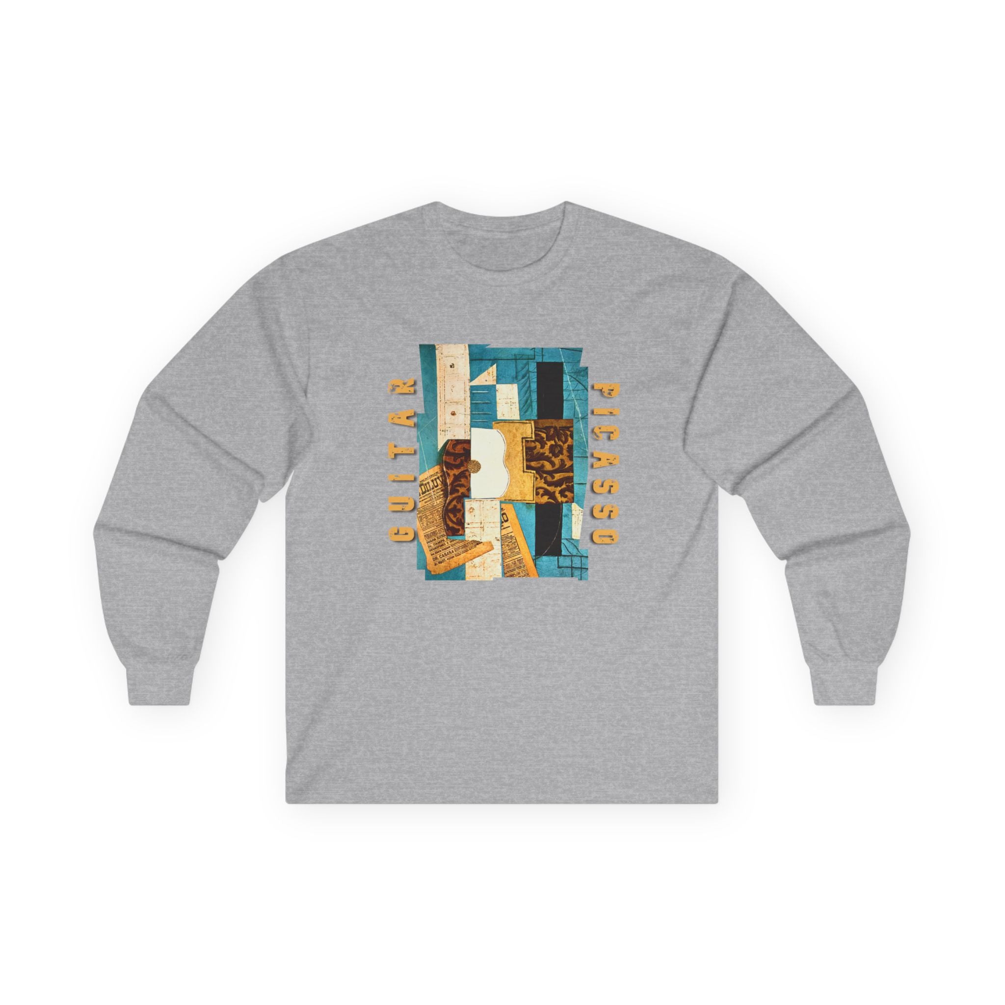 A vintage heavy feel Long Sleeve Tee —with "Picasso Guitar" Art print