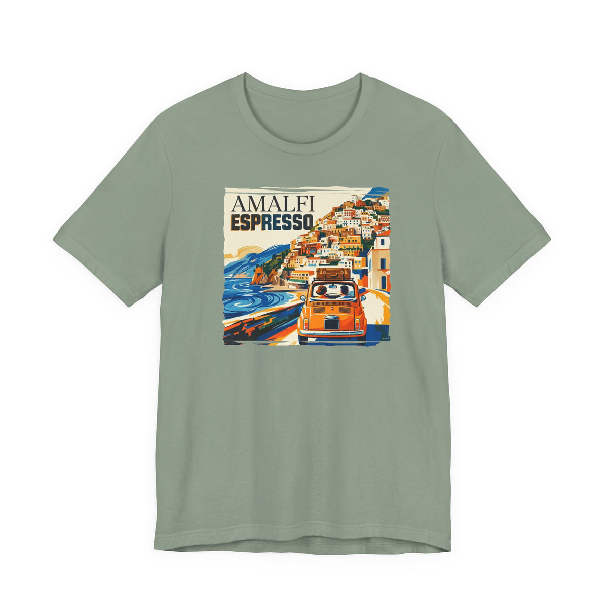'Amalfi' pop poster Art print on Unisex 100 % cotton Jersey Short Sleeve unisex Tee