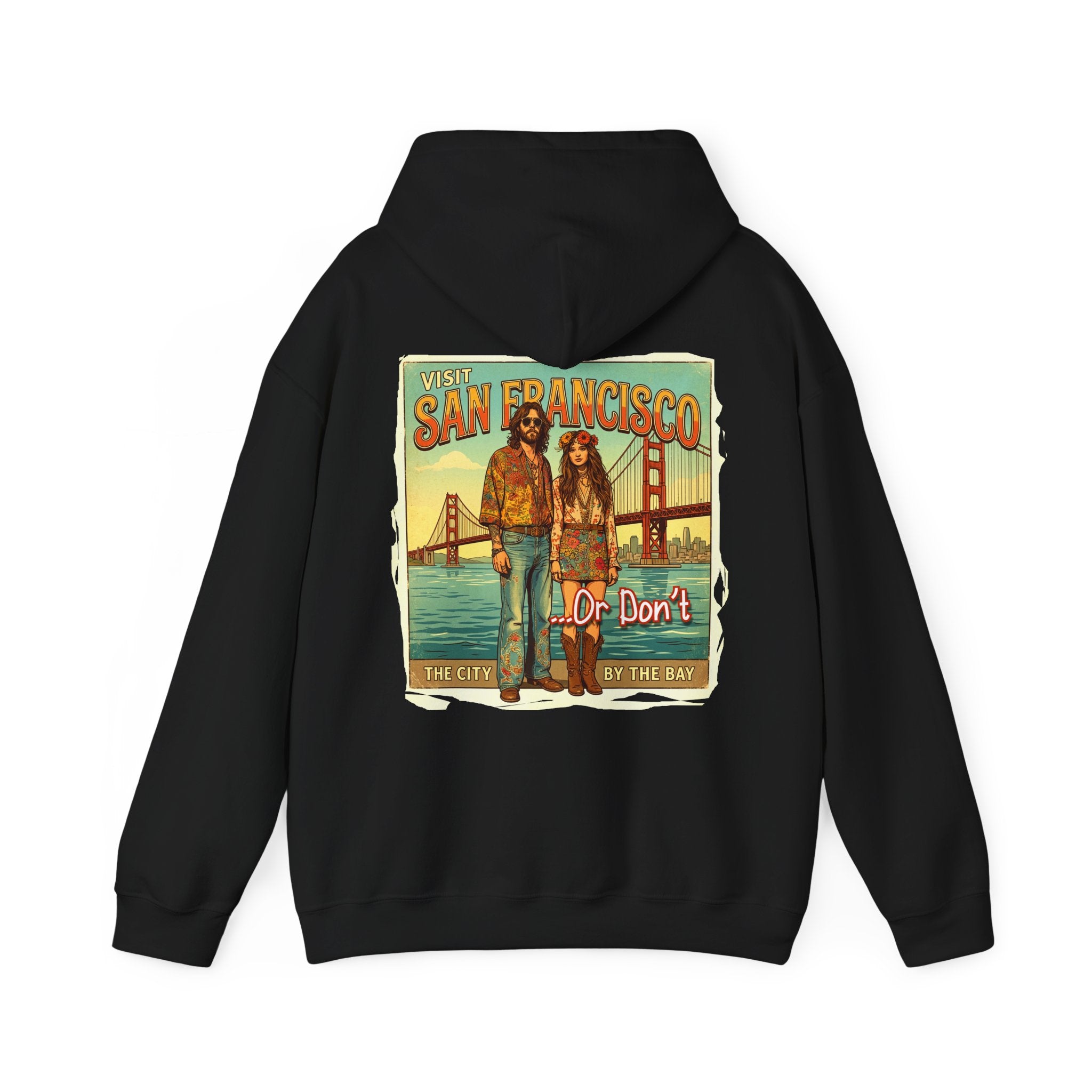 - 'Visit San Francisco' Retro Travel hoodie with Art print.