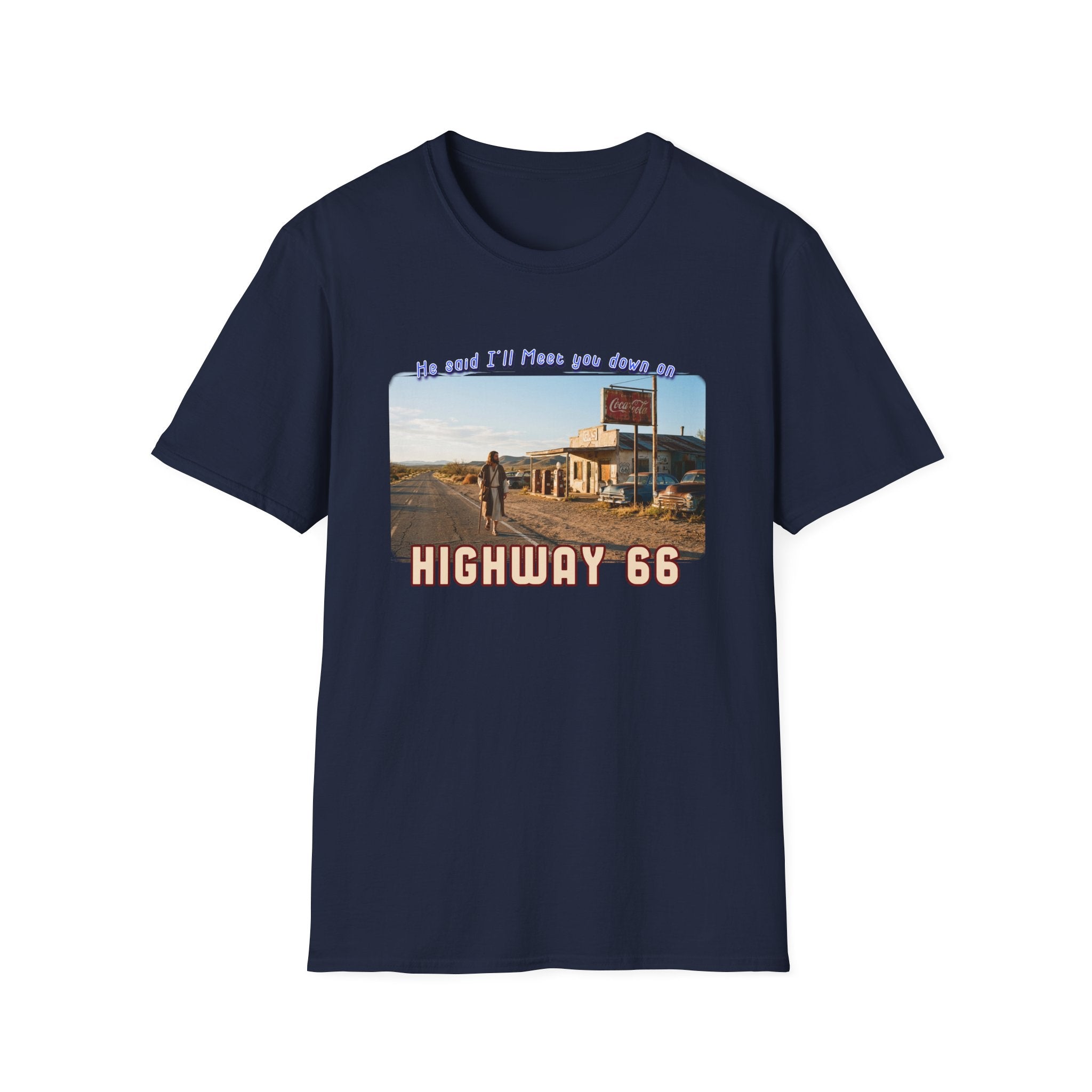The King on Highway 66 Art print on Lightweight cotton T-Shirt
