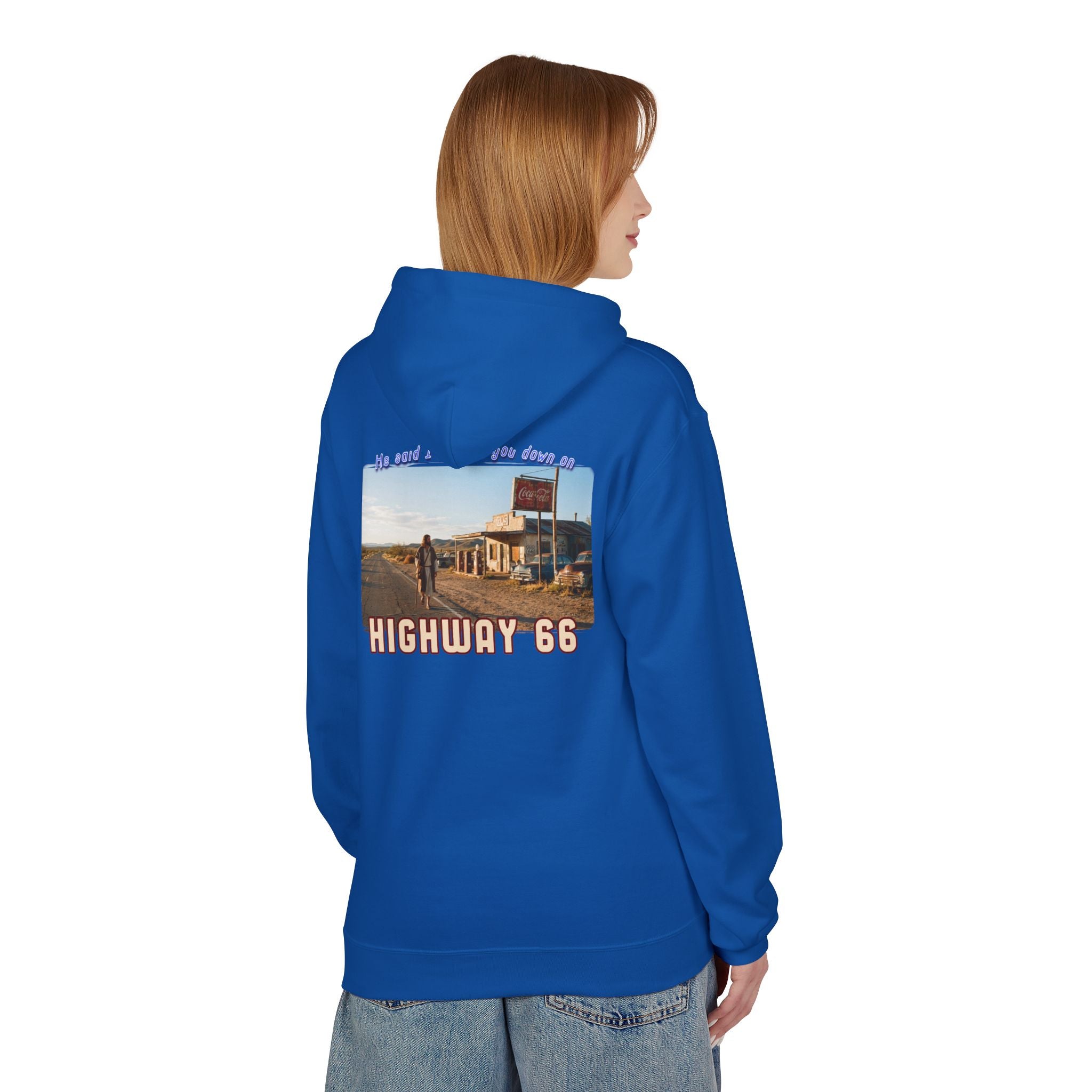 Hoodie — Vintage 'Highway 66' Road Trip on 80?20 cotton blend.